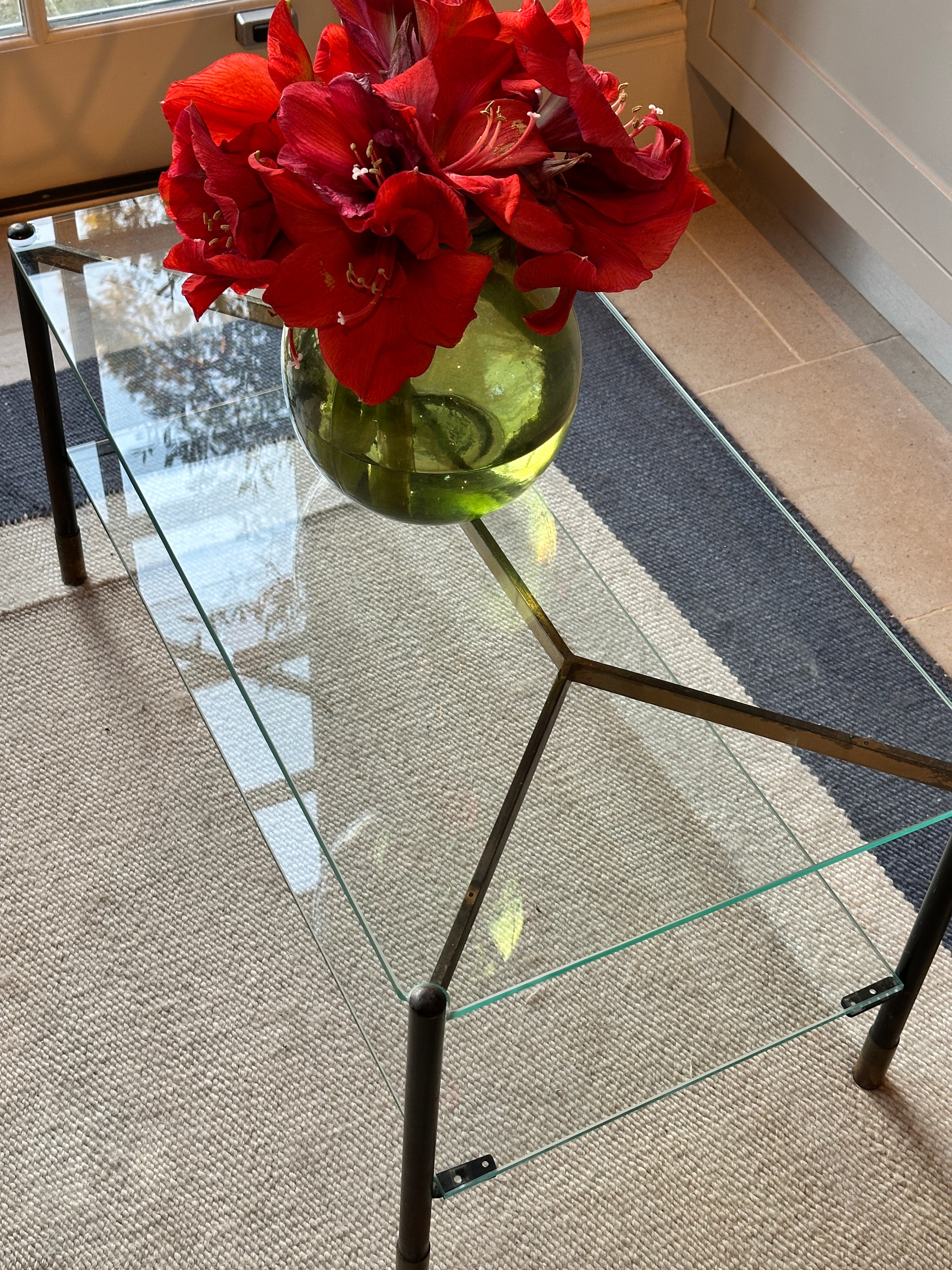 Italian Brass and Glass Mid Century Coffee Table