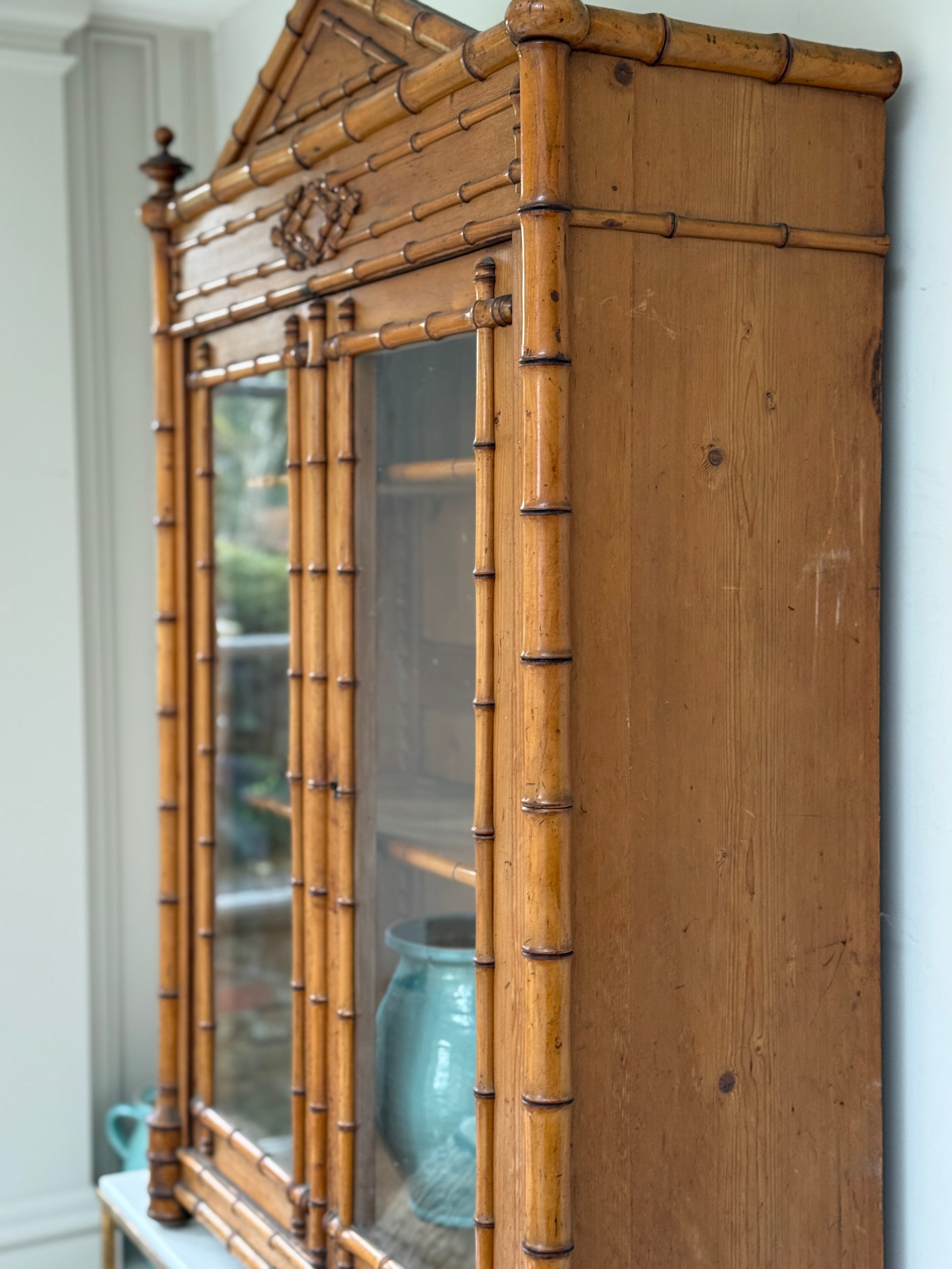 French Faux Bamboo Glazed Cabinet