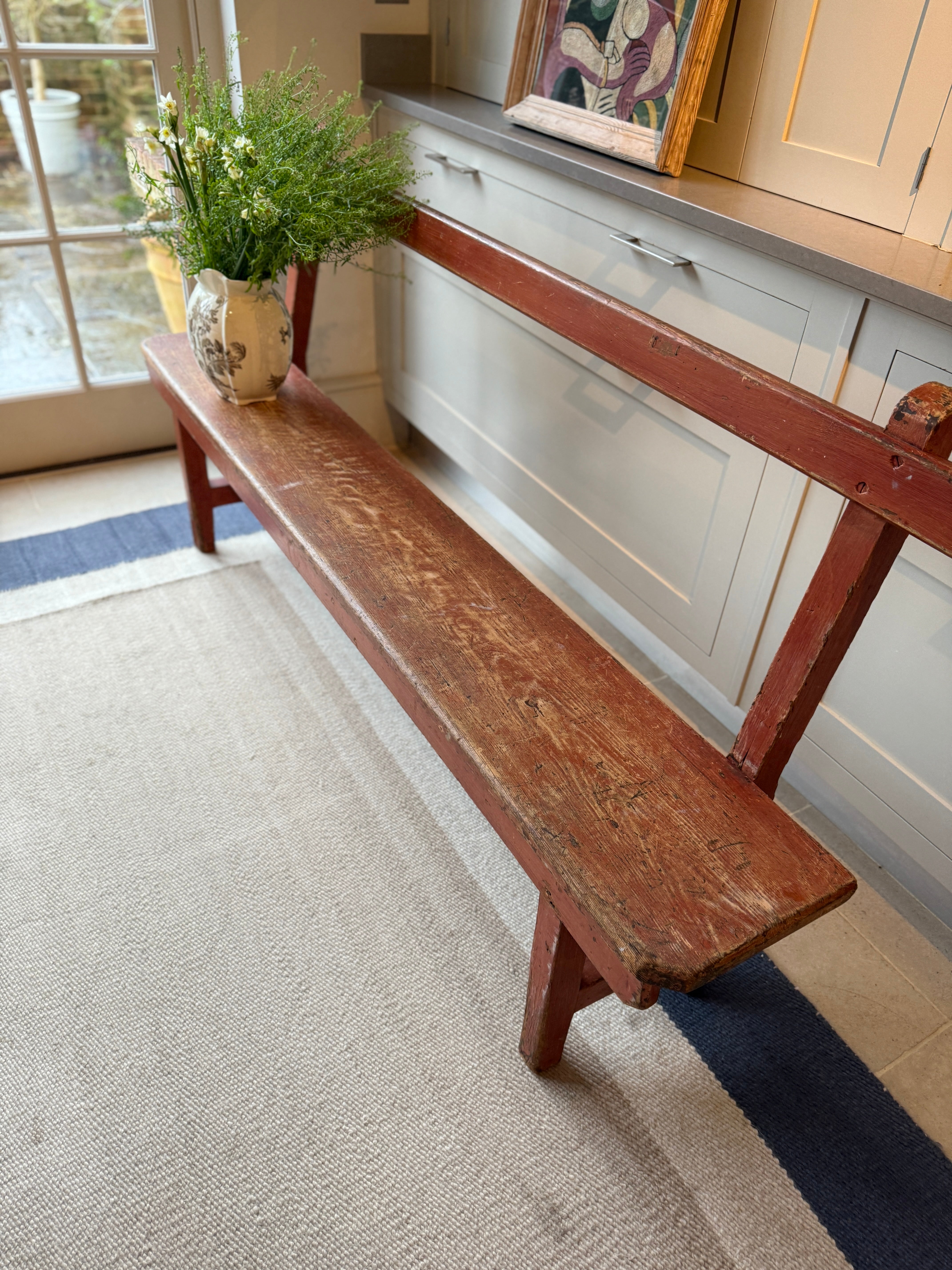 Rustic Red Painted Bench