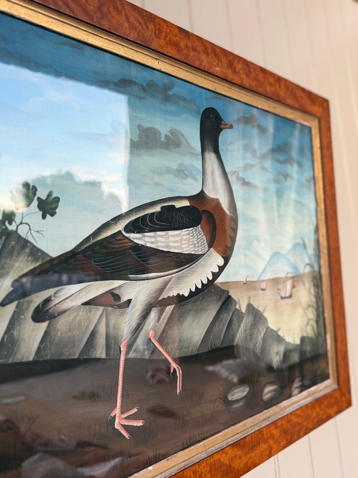 Anglo-Chinese Painting of a Shelduck on Silk, Canton, 19th Century