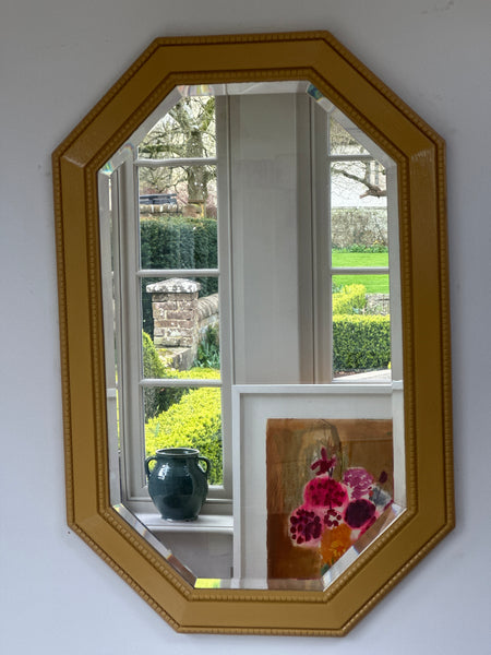 Large Octagonal Oak Mirror in Indian Yellow by F&B