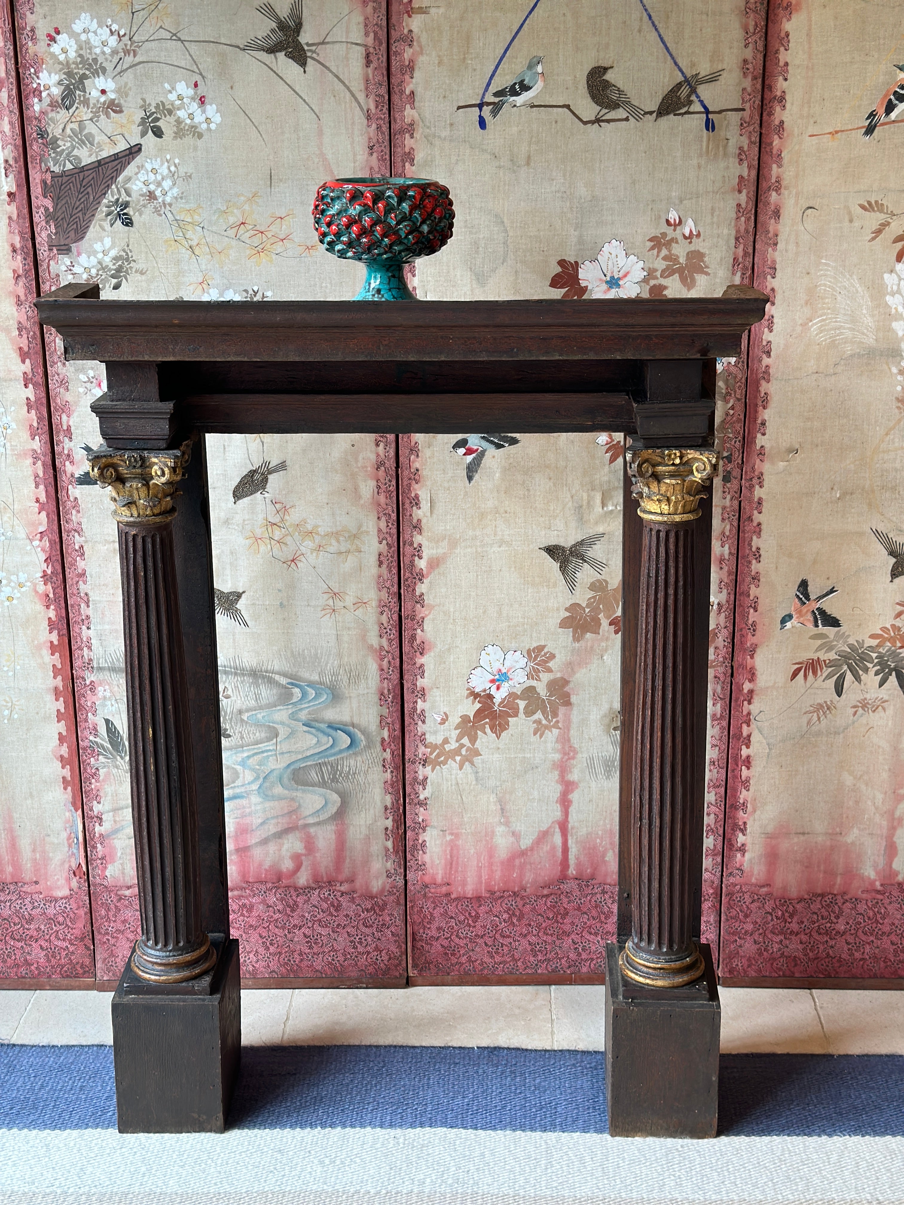 Small Antique Wooden Fire Surround with Corinthian Columns