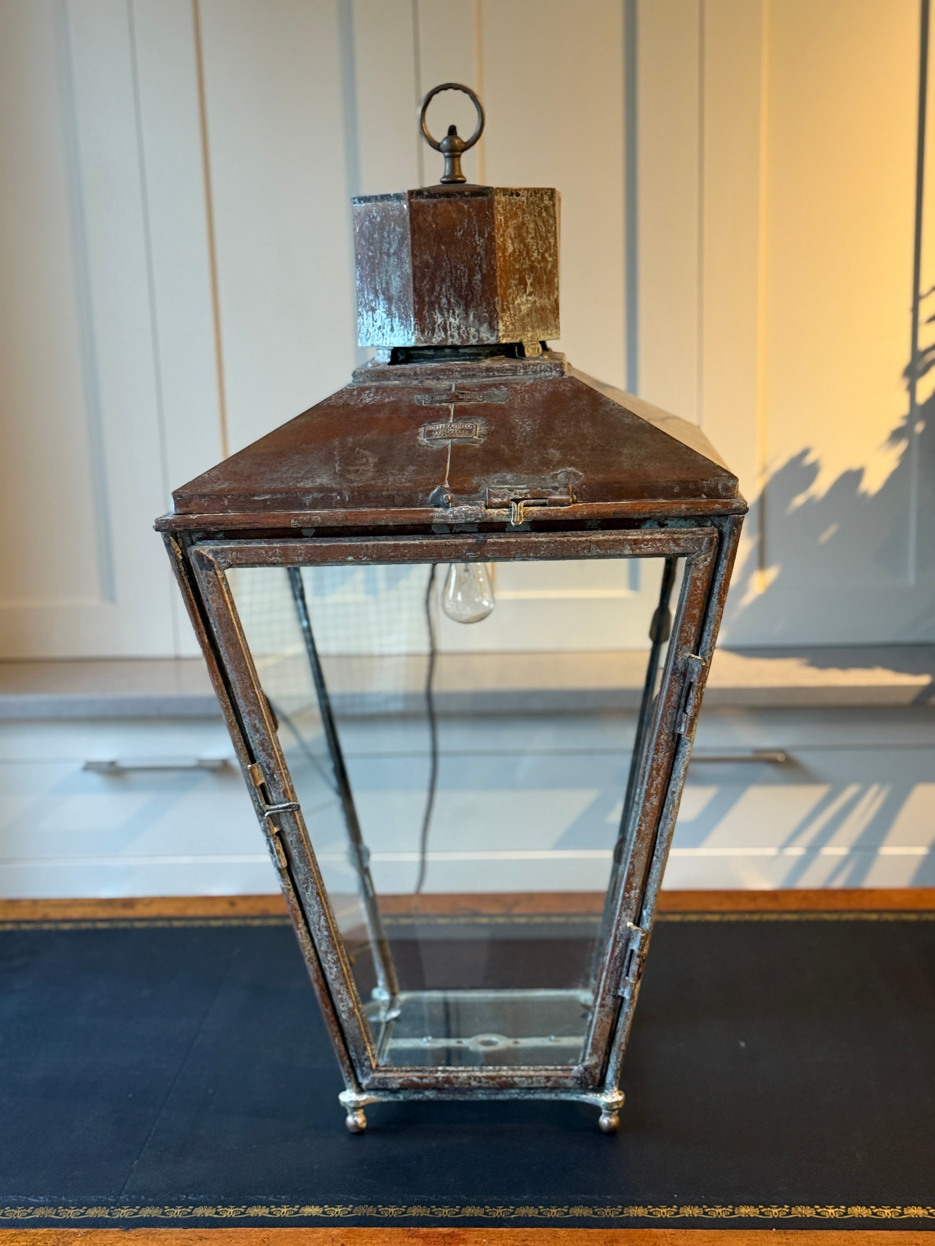 Large Antique Lantern by Foster & Pullen (Bradford) restored and rewired