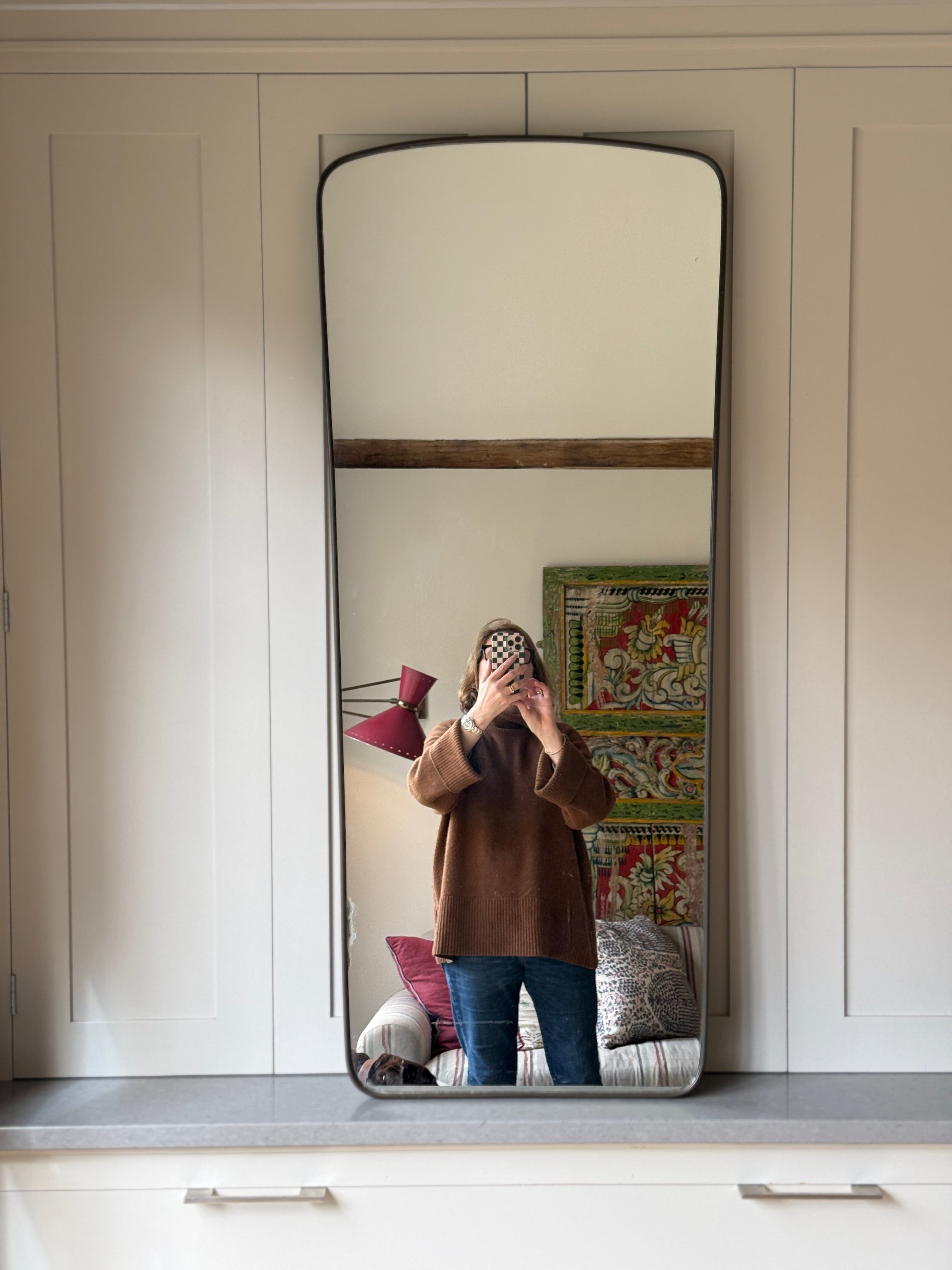 Tall Italian Brass Portrait Mirror