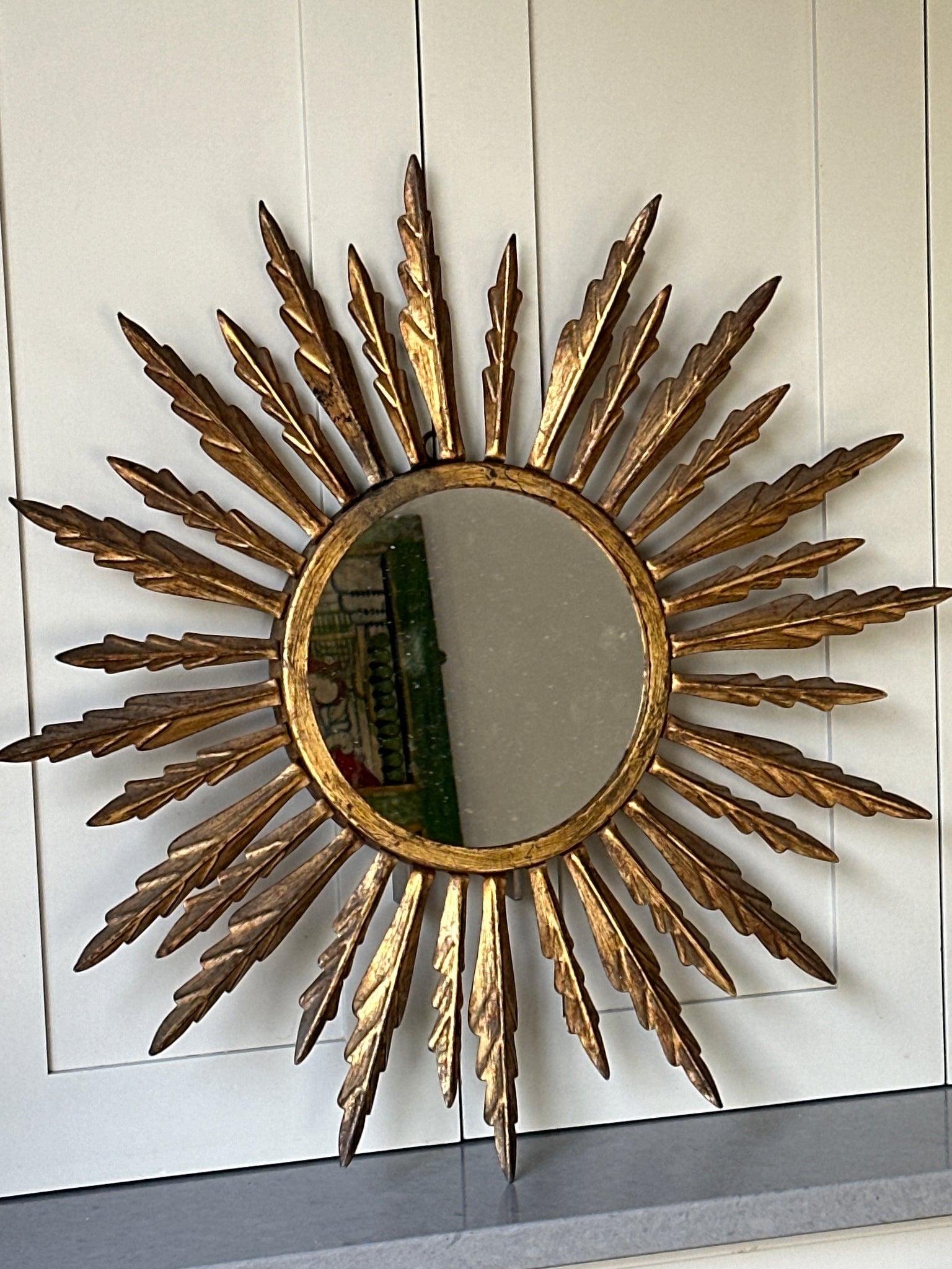 Spanish Metal and Gilt Starburst Mirror