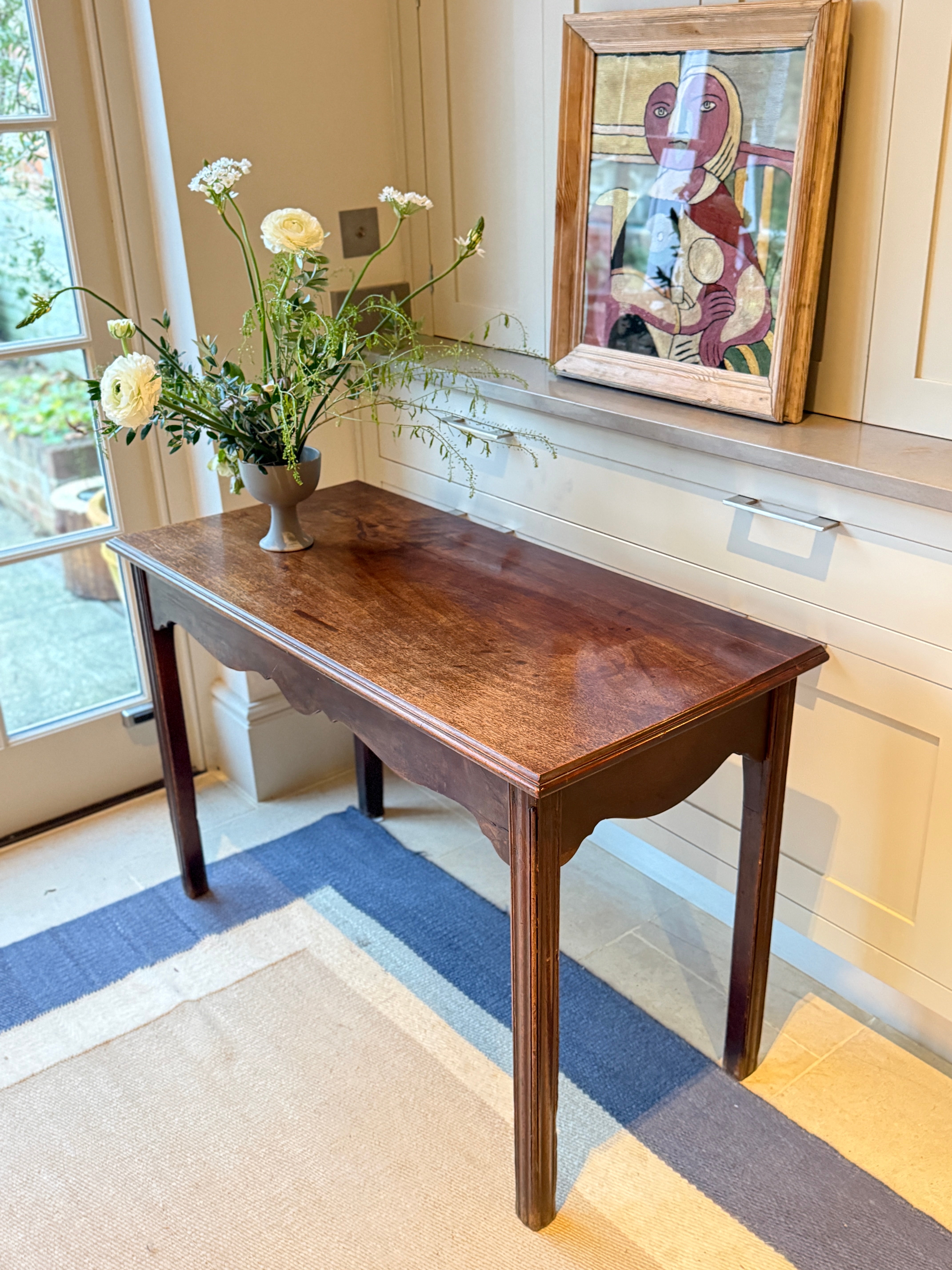 Georgian Oak Hall Table with scalloped apron