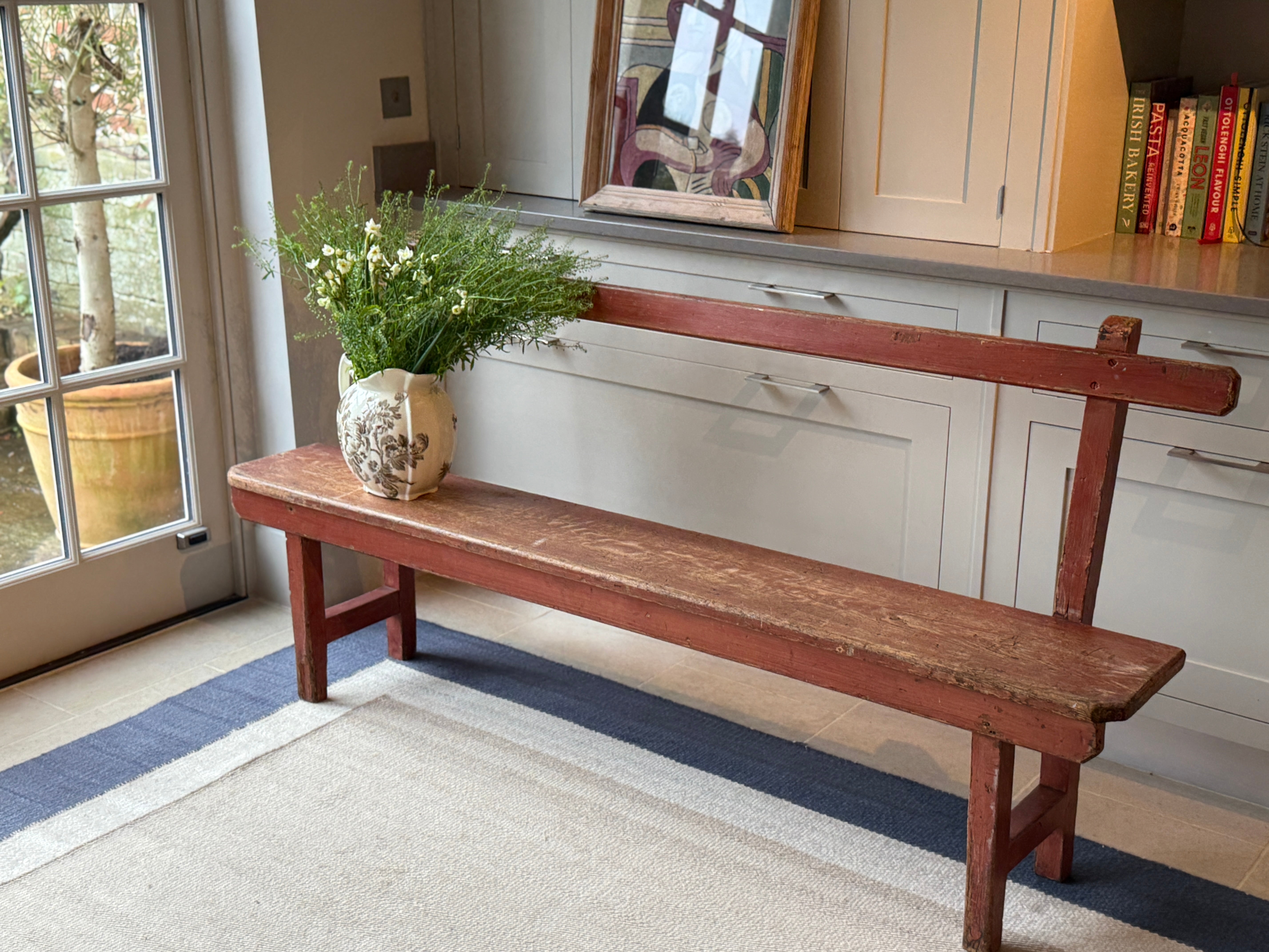 Rustic Red Painted Bench