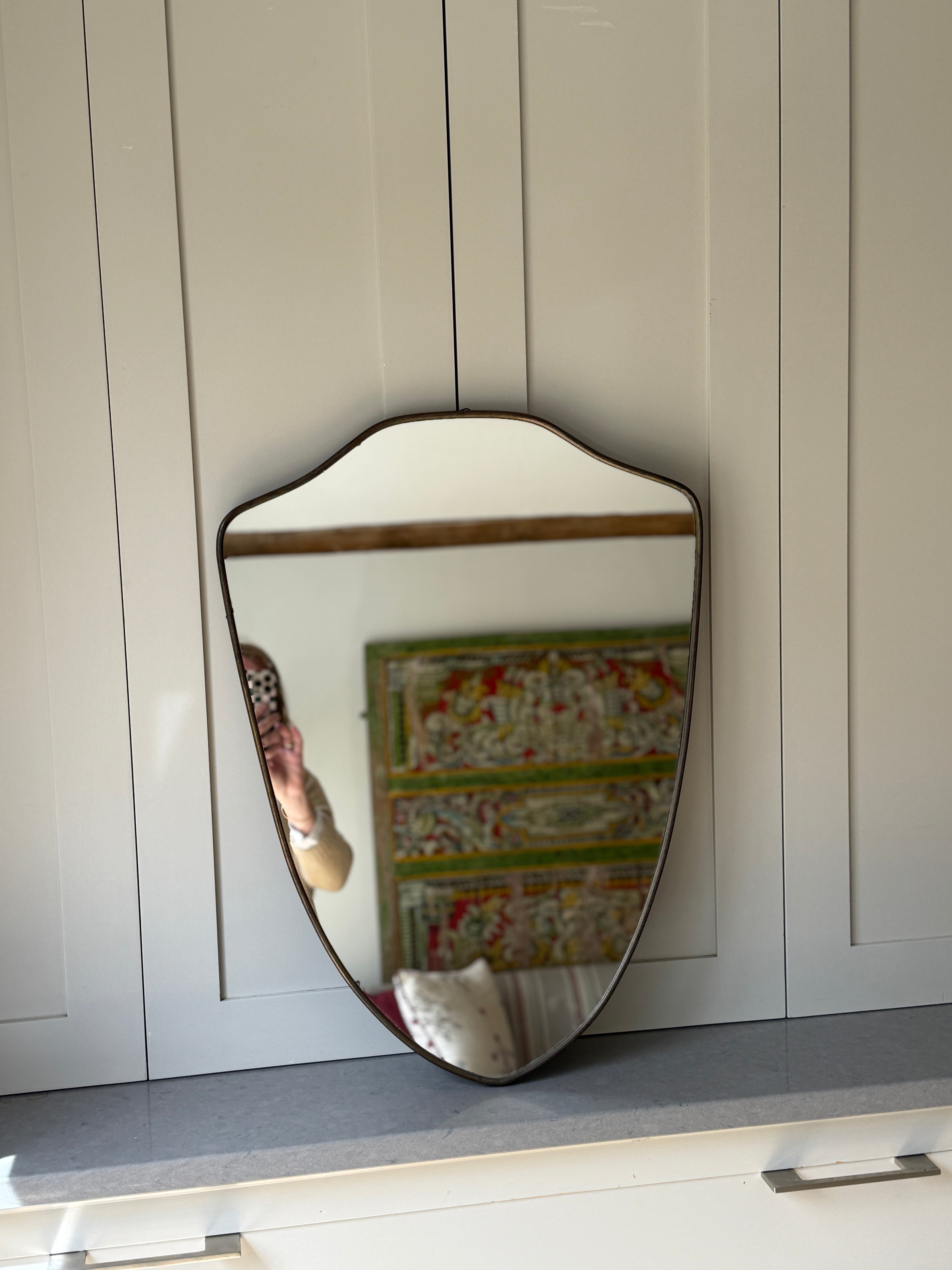 Small Brass Shield Mirror (66x48.5cm)