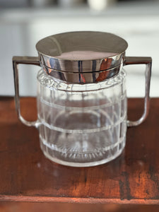 Art Deco Crystal And Silver Continental Biscuit Barrel