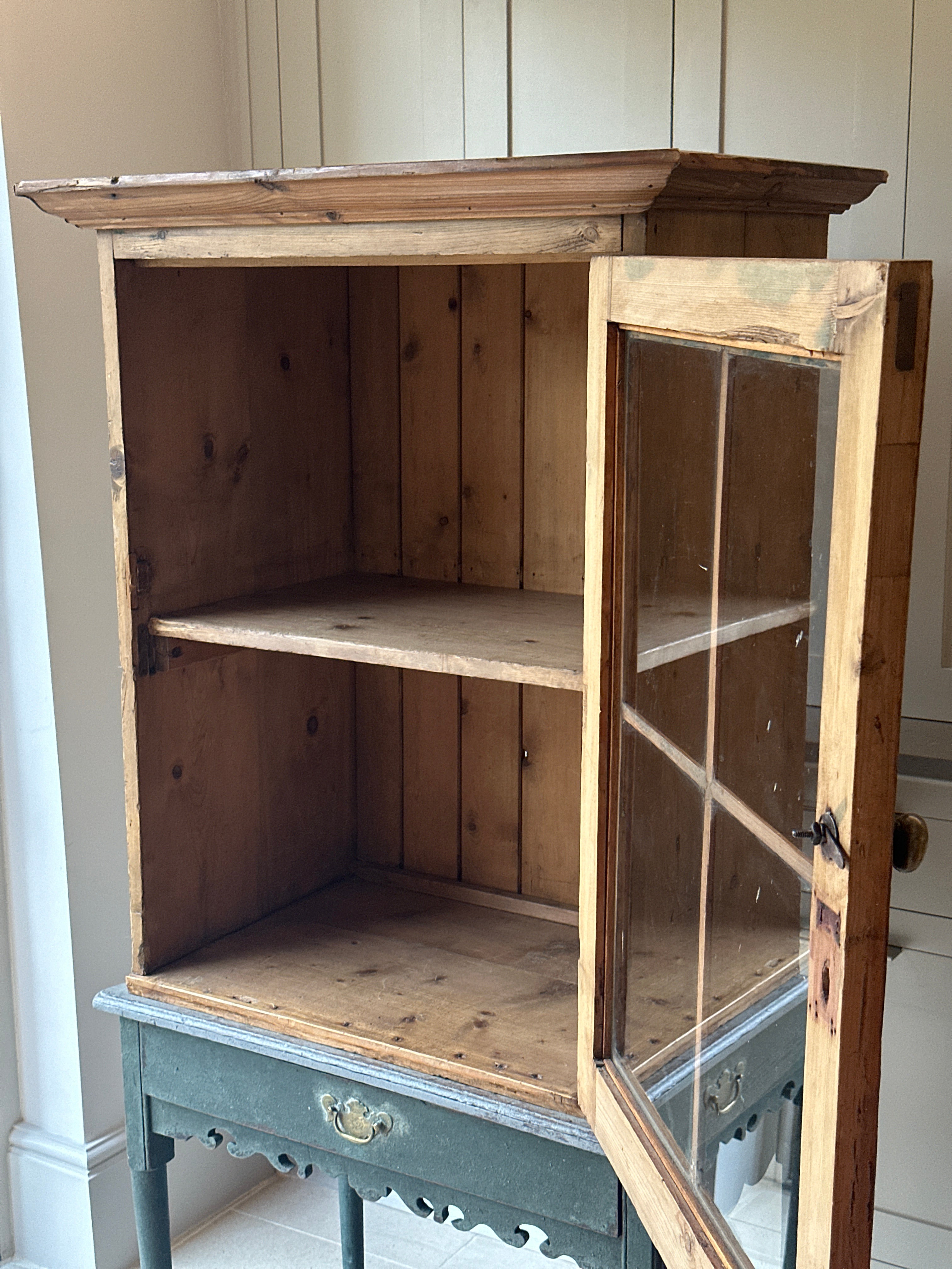 Victorian Pine Glazed Cupboard