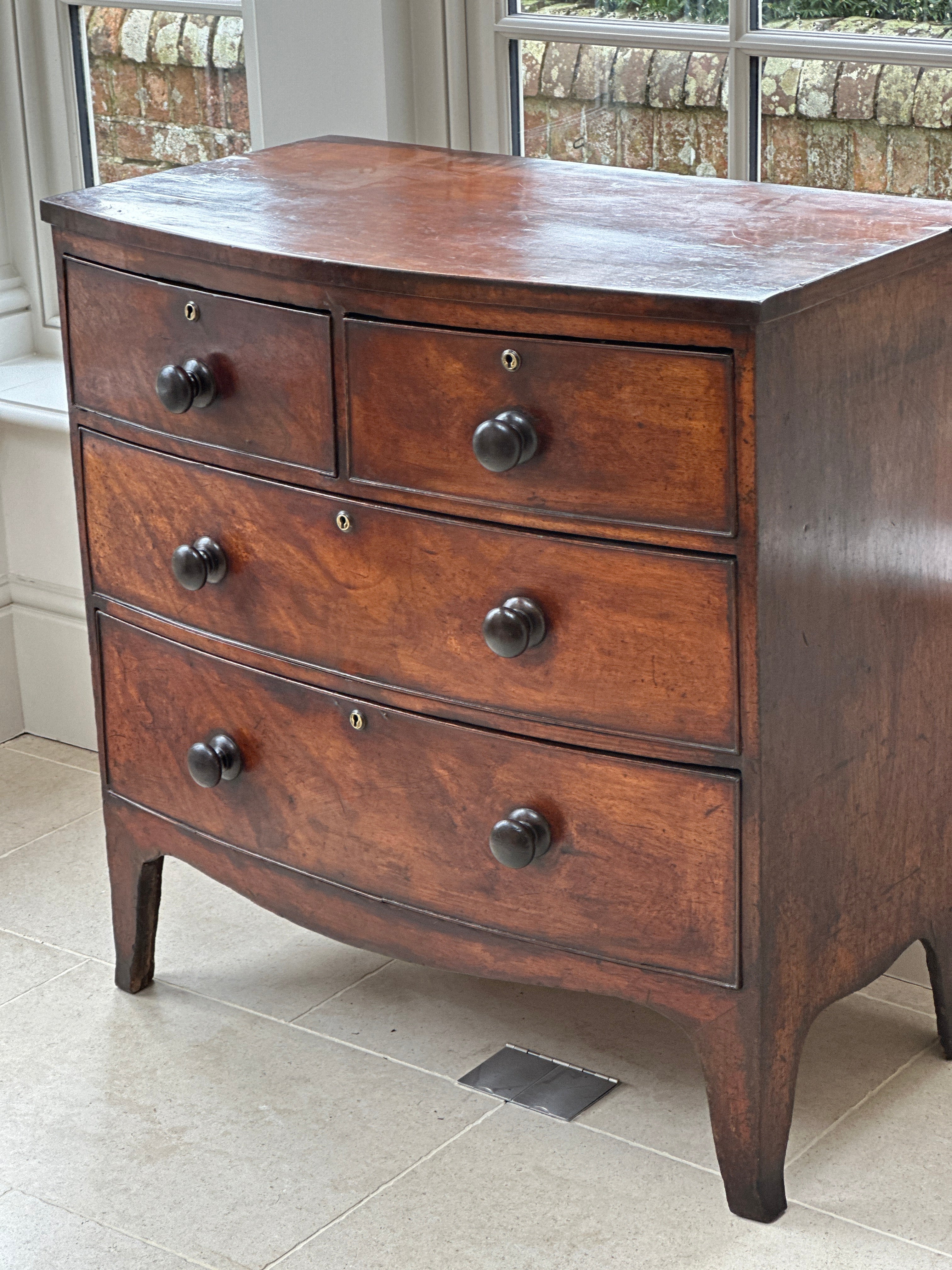 Small Bow Fronted Mahogany Chest of Drawers