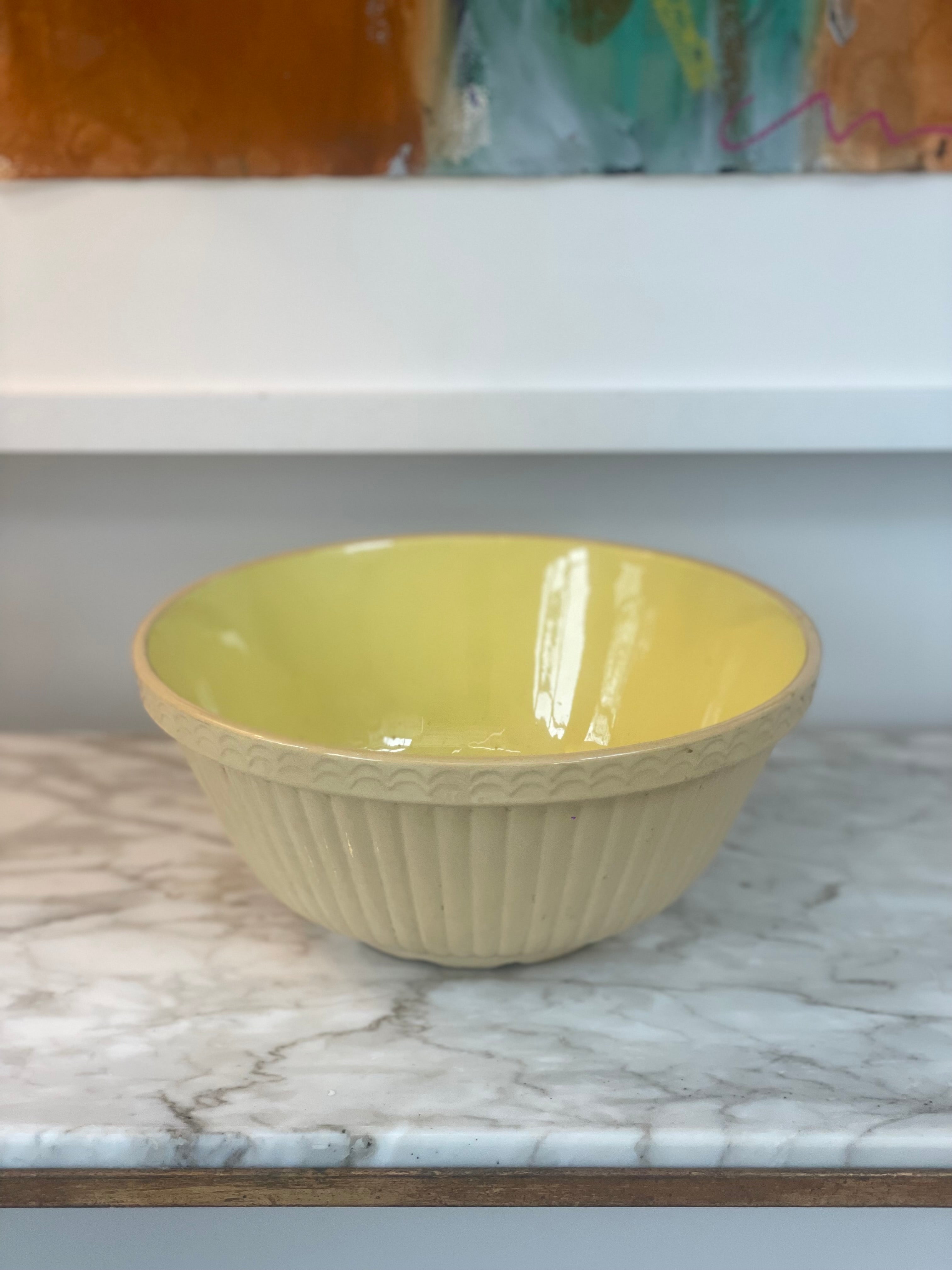 Ceramic Cream & Yellow Mixing Bowl