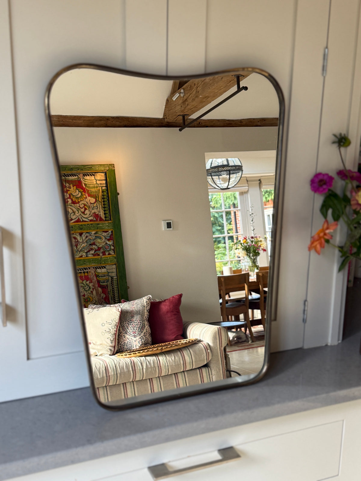 Small Italian Brass Shield Mirror