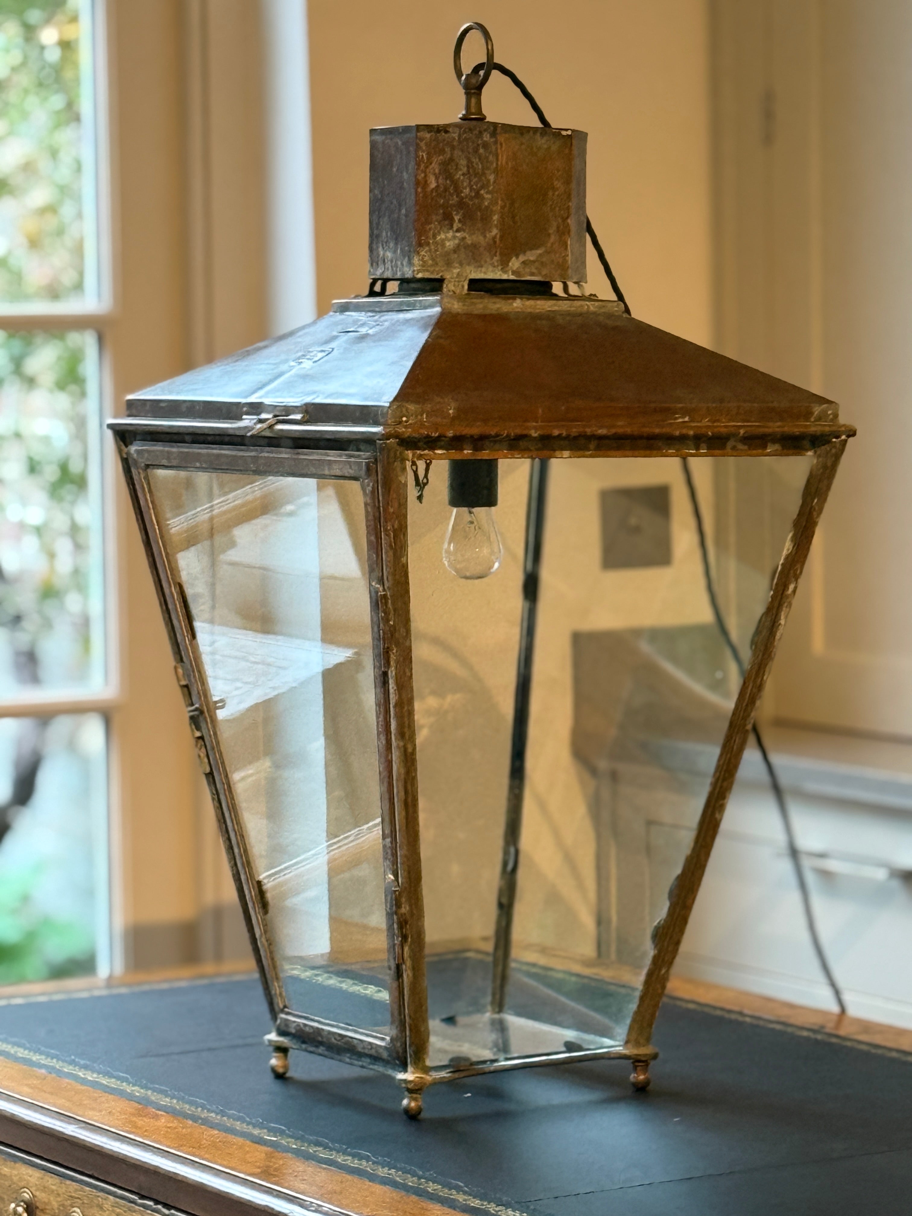 Large Antique Lantern by Foster & Pullen (Bradford) restored and rewired