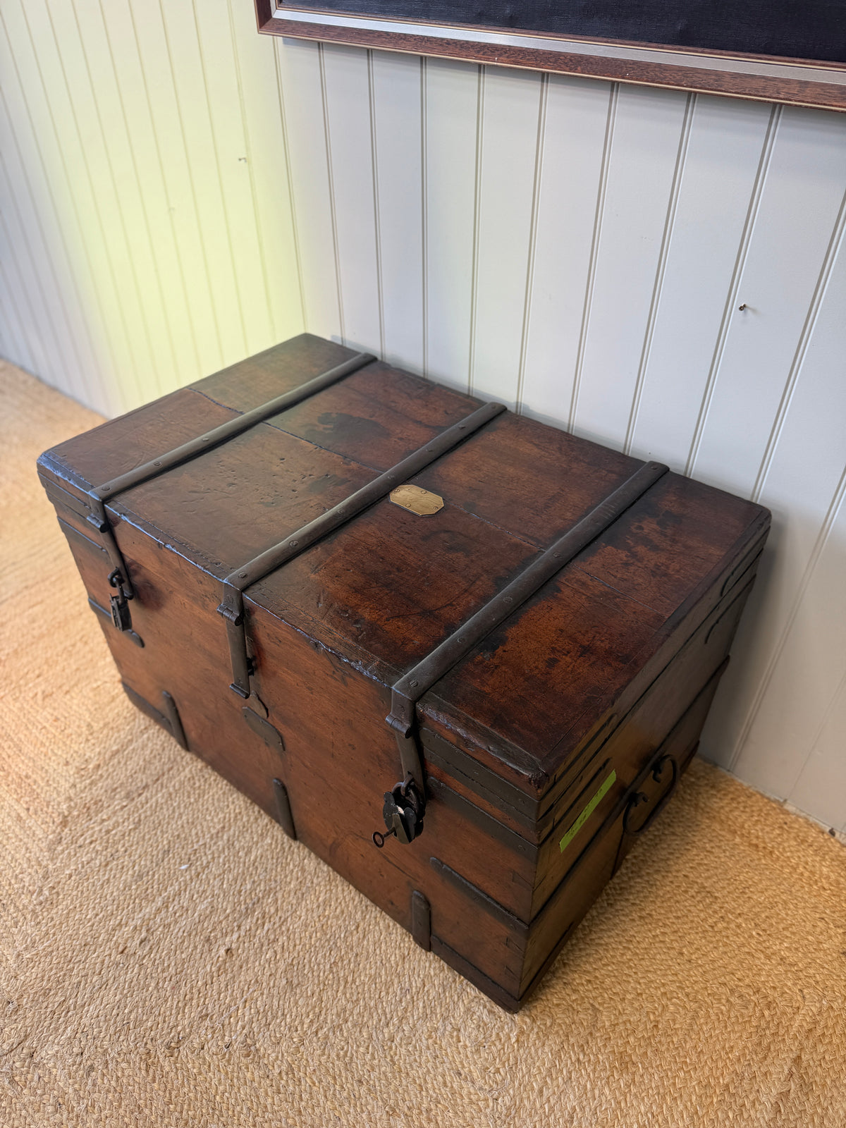 Early 19th Century Iron-Bound Strongbox, Engraved Brass Plaque for Commissary General Sir Randolph Isham Routh KCB