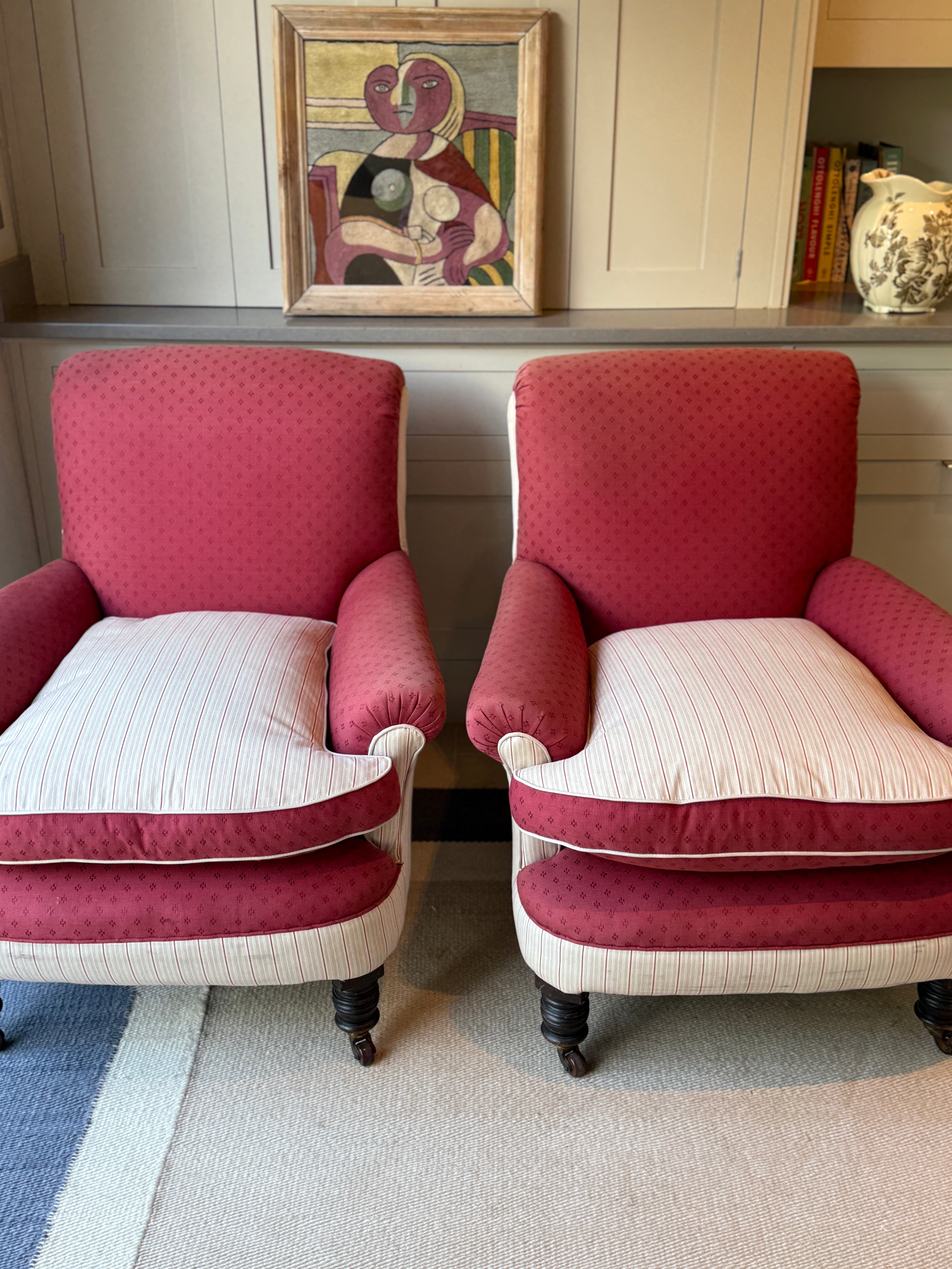 Pair of Late C19th English Country House Armchairs