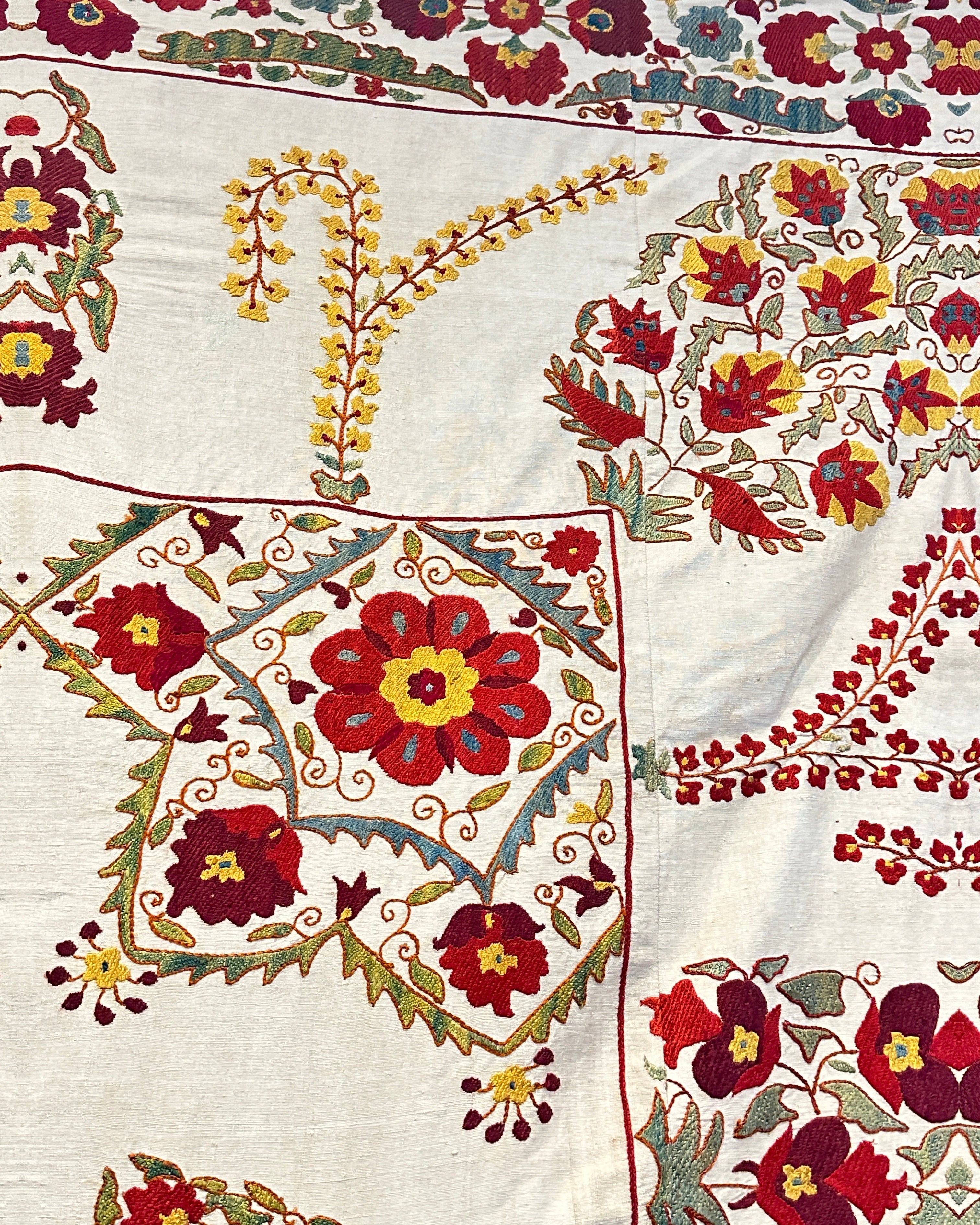 Large Antique Silk on Cotton Suzani