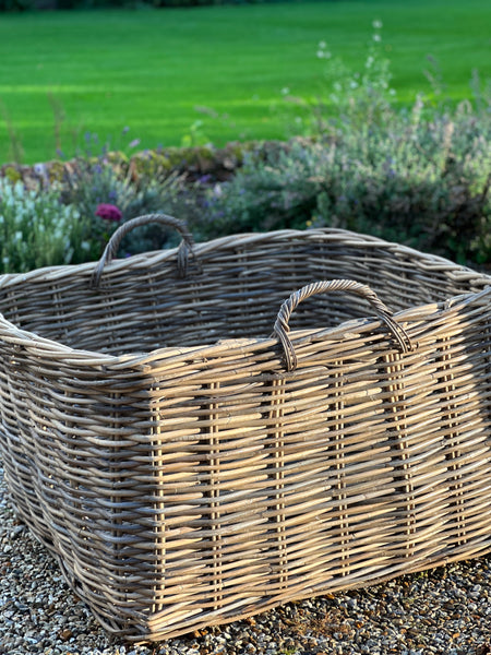 Extra Large Cane Log Basket with Handles