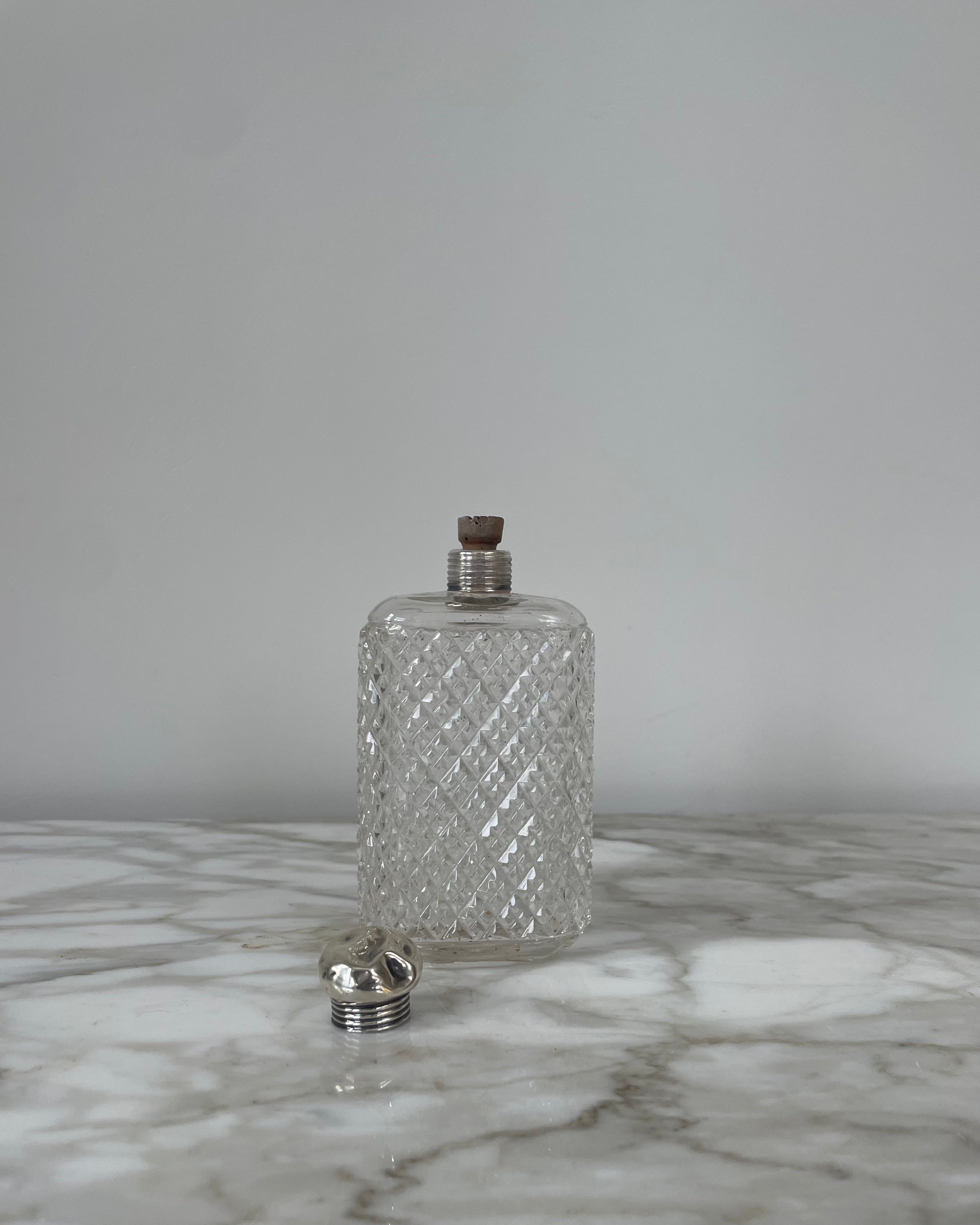 Crystal Flask with Silver Top