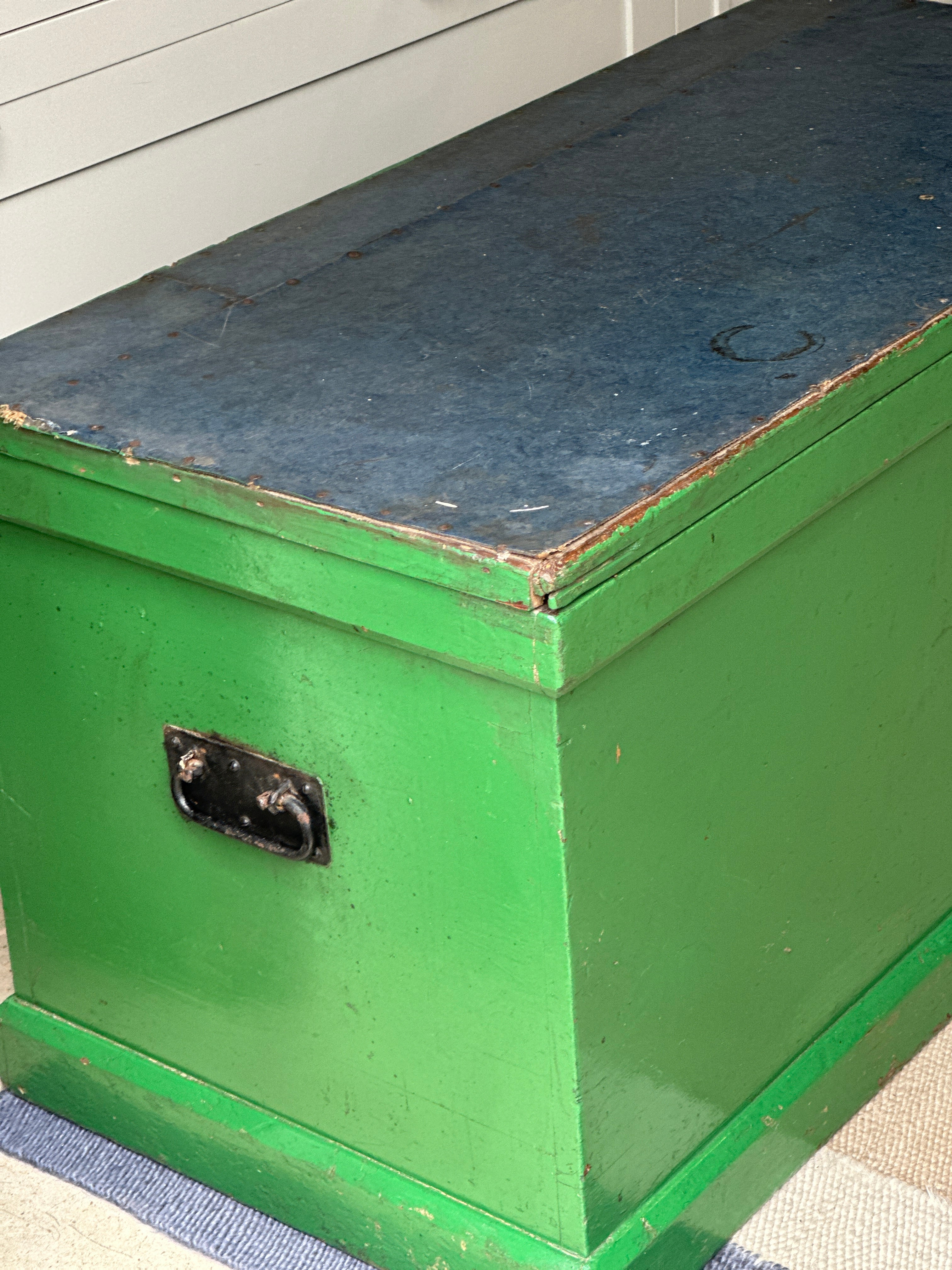 Large Antique Trunk in Green Gloss