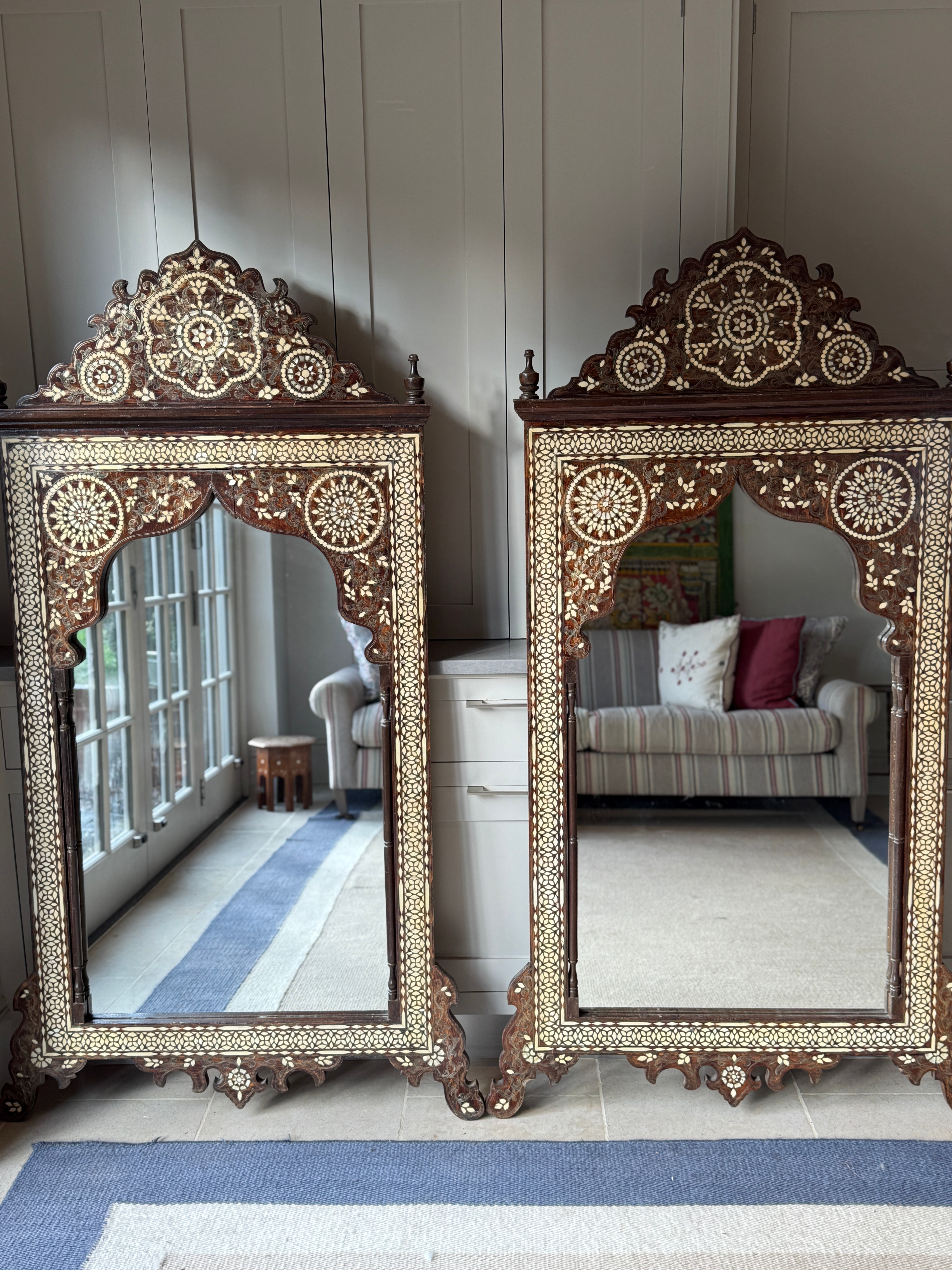 Pair of Very Large Matching Hoshiarpur Mirrors