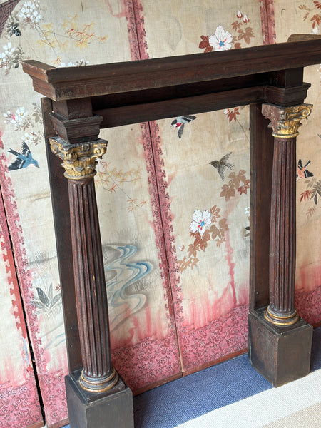 Small Antique Wooden Fire Surround with Corinthian Columns
