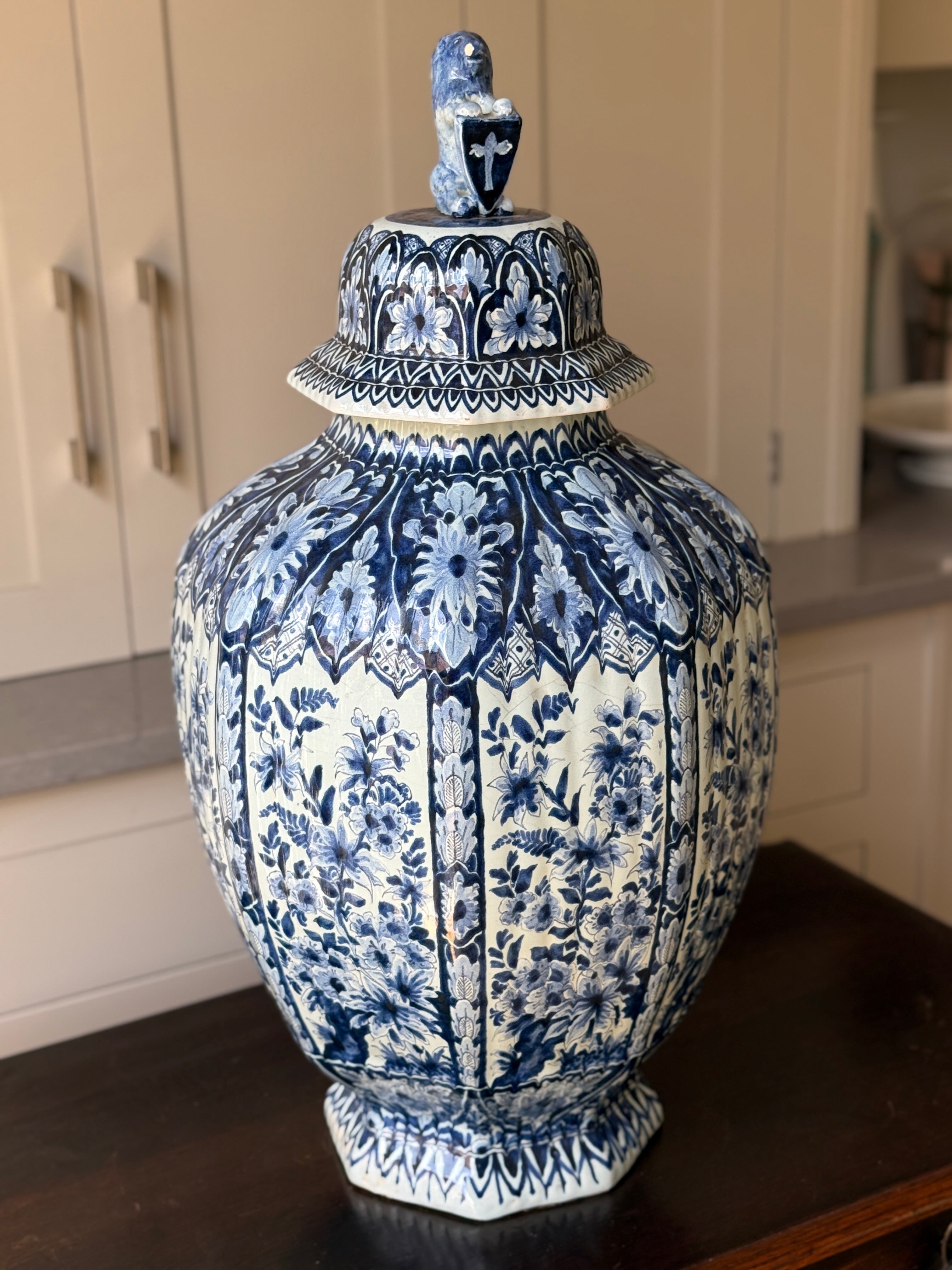 Large 20th Century Dutch Delft Covered Baluster Jar”