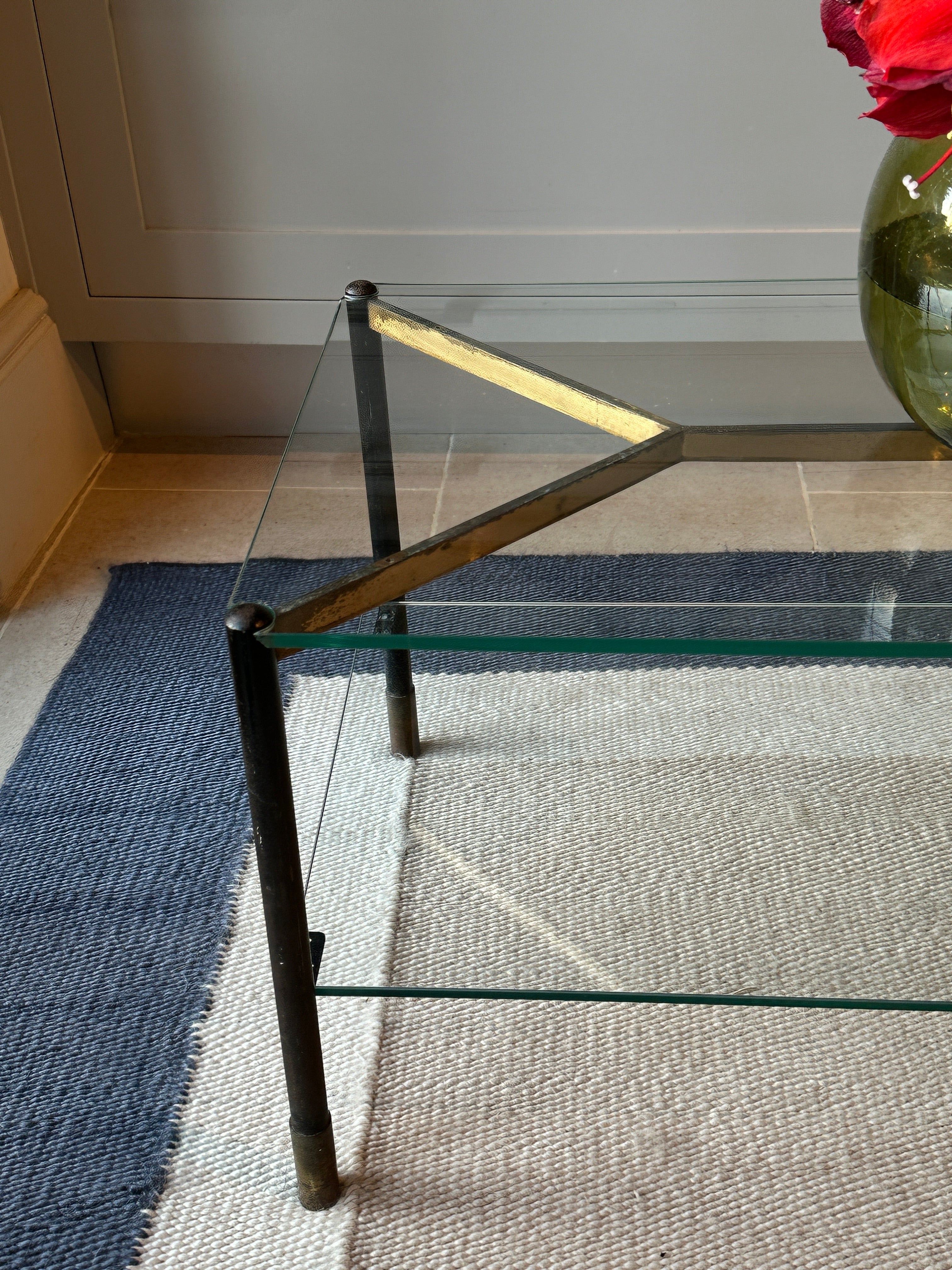 Italian Brass and Glass Mid Century Coffee Table