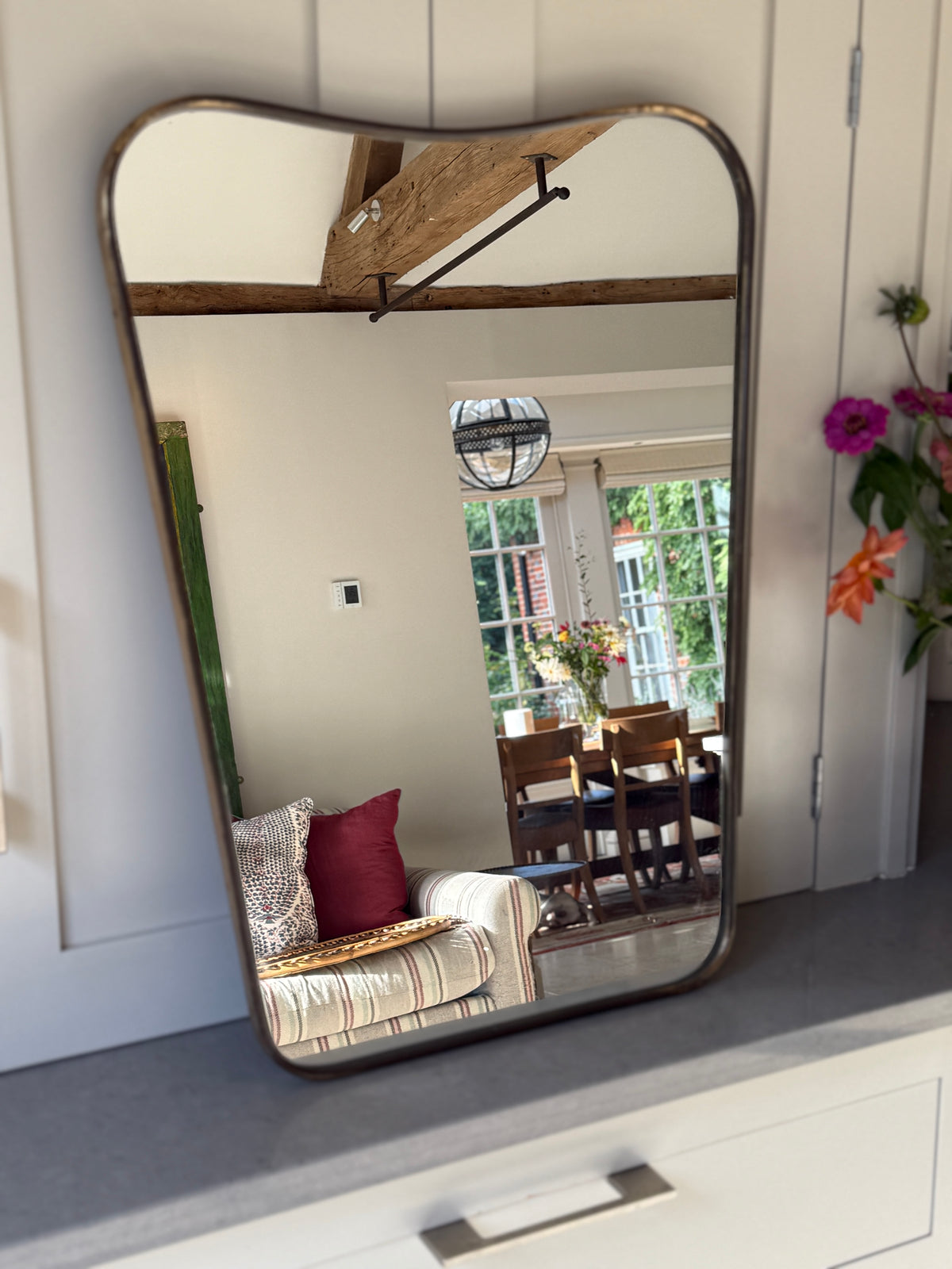 Small Italian Brass Shield Mirror