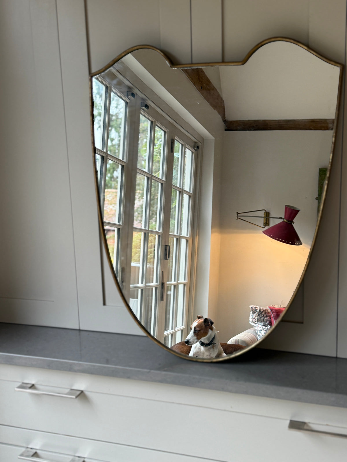 Italian Brass Shield Mirror (75x58cm)