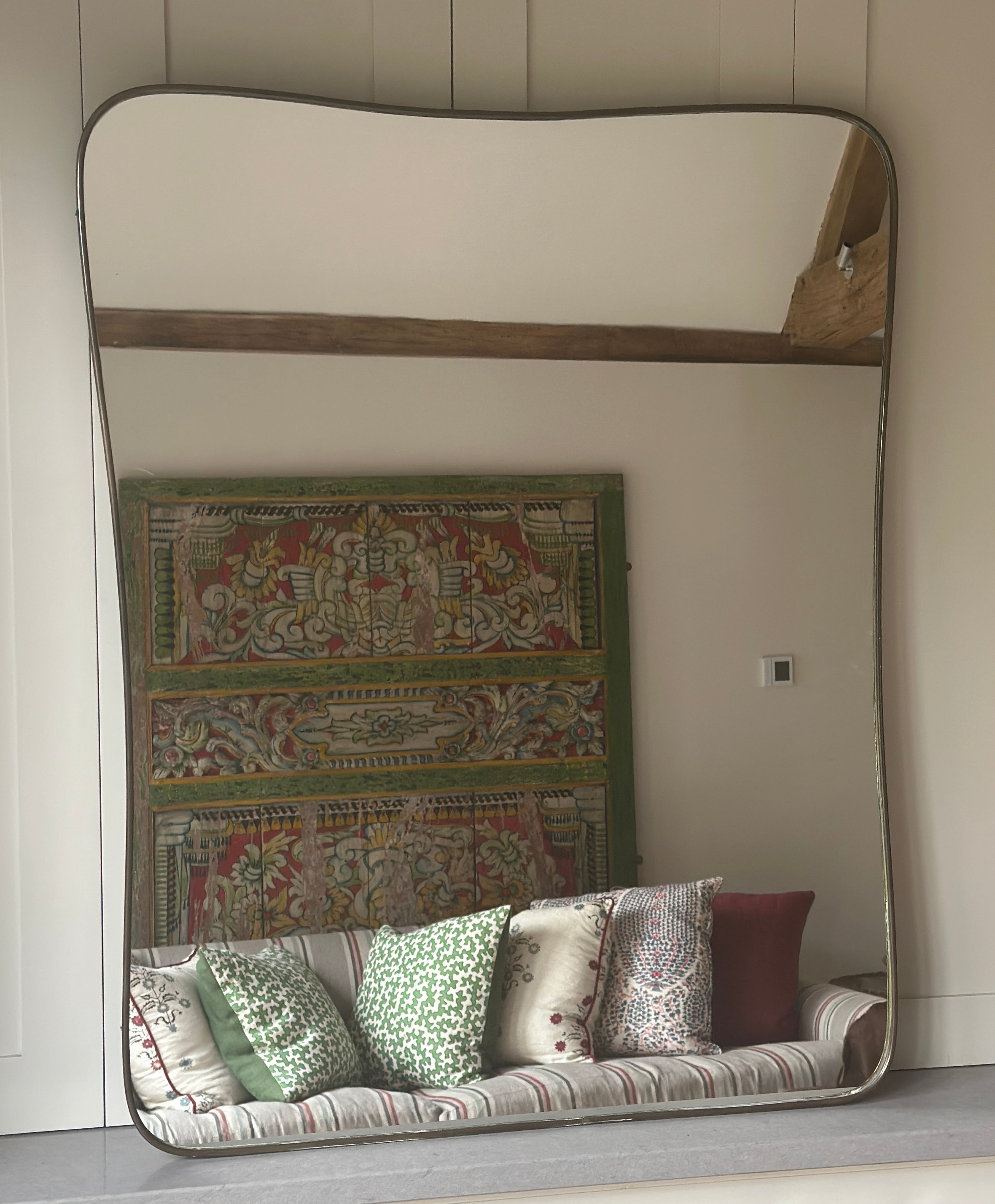 Large Italian Brass Shield Mirror (96.5cm by 78cm)