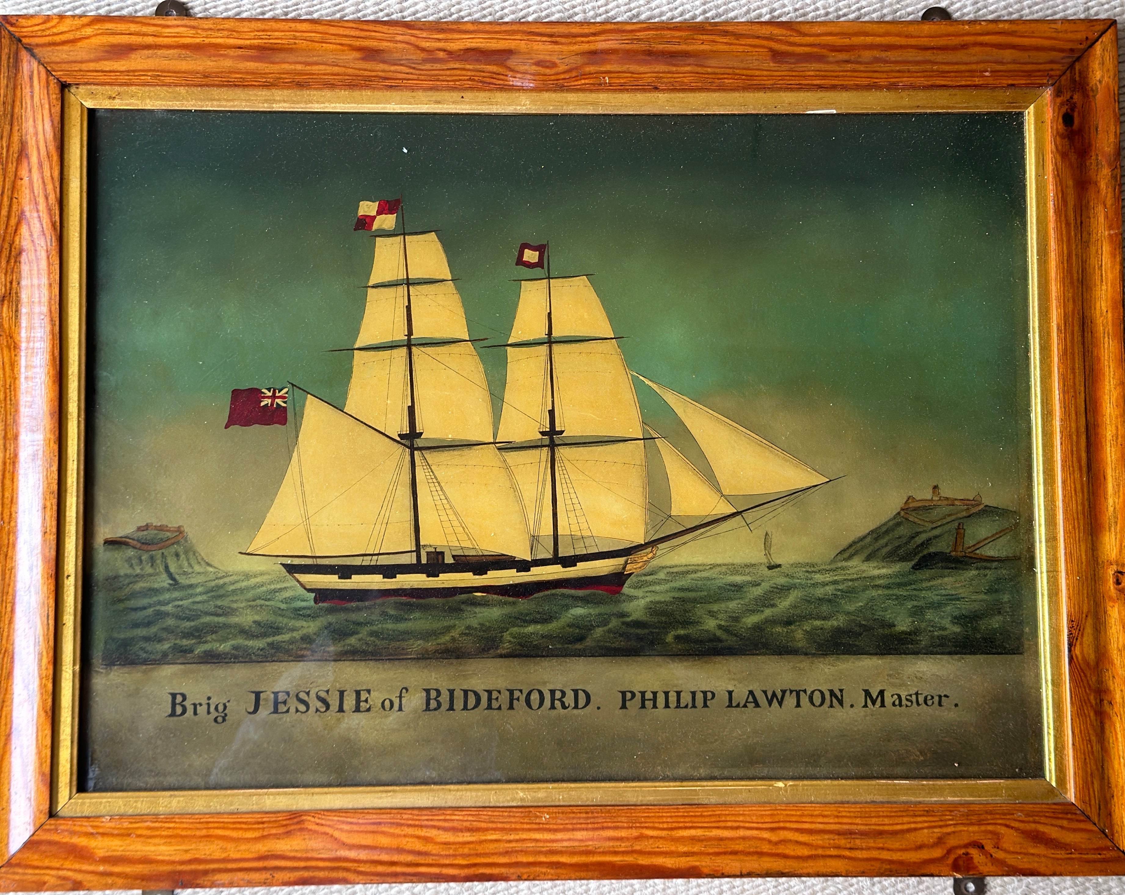 Pair of Early 19th Century Reverse Glass Nautical Paintings