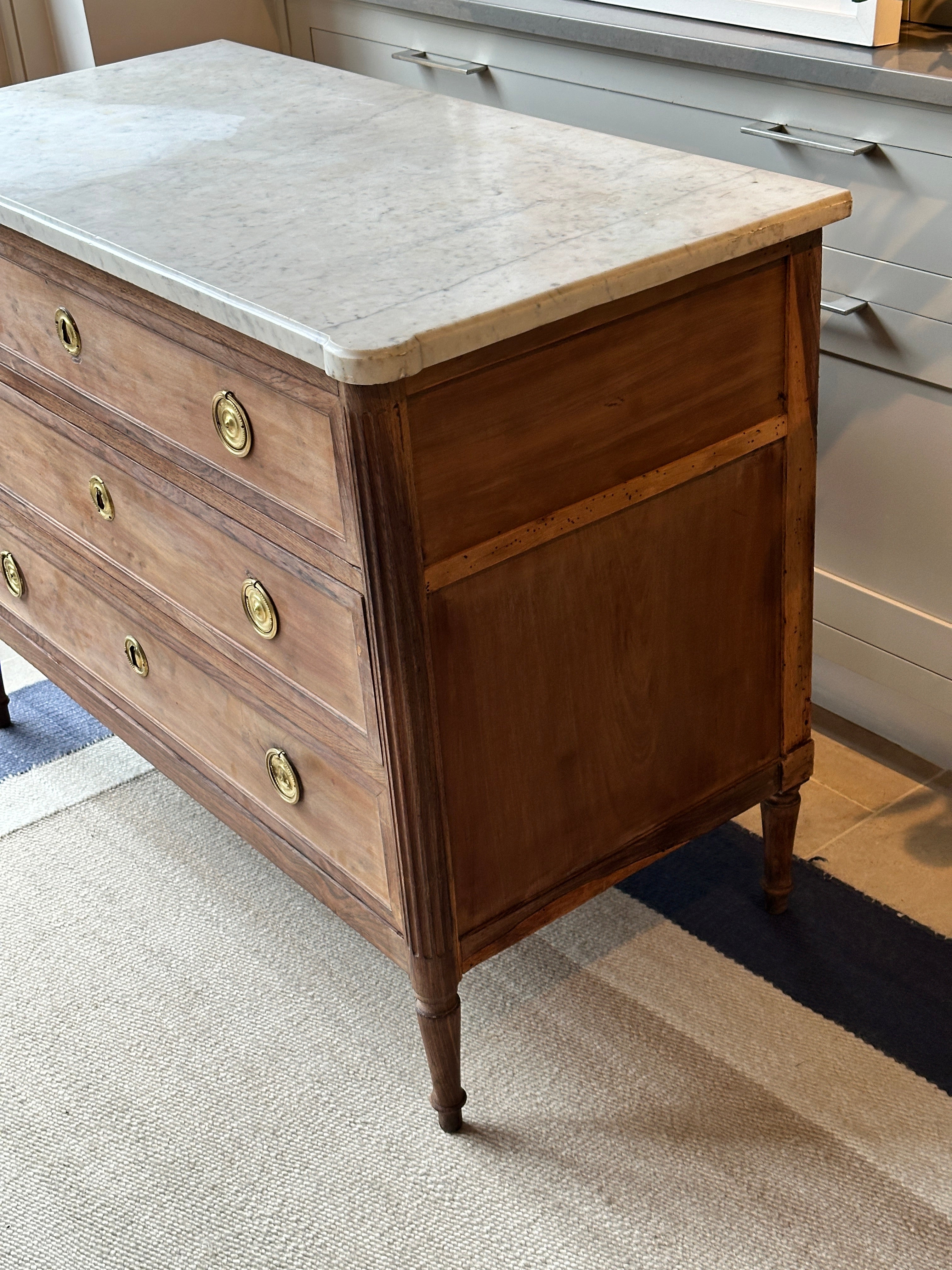 18th Empire Commode with white marble top