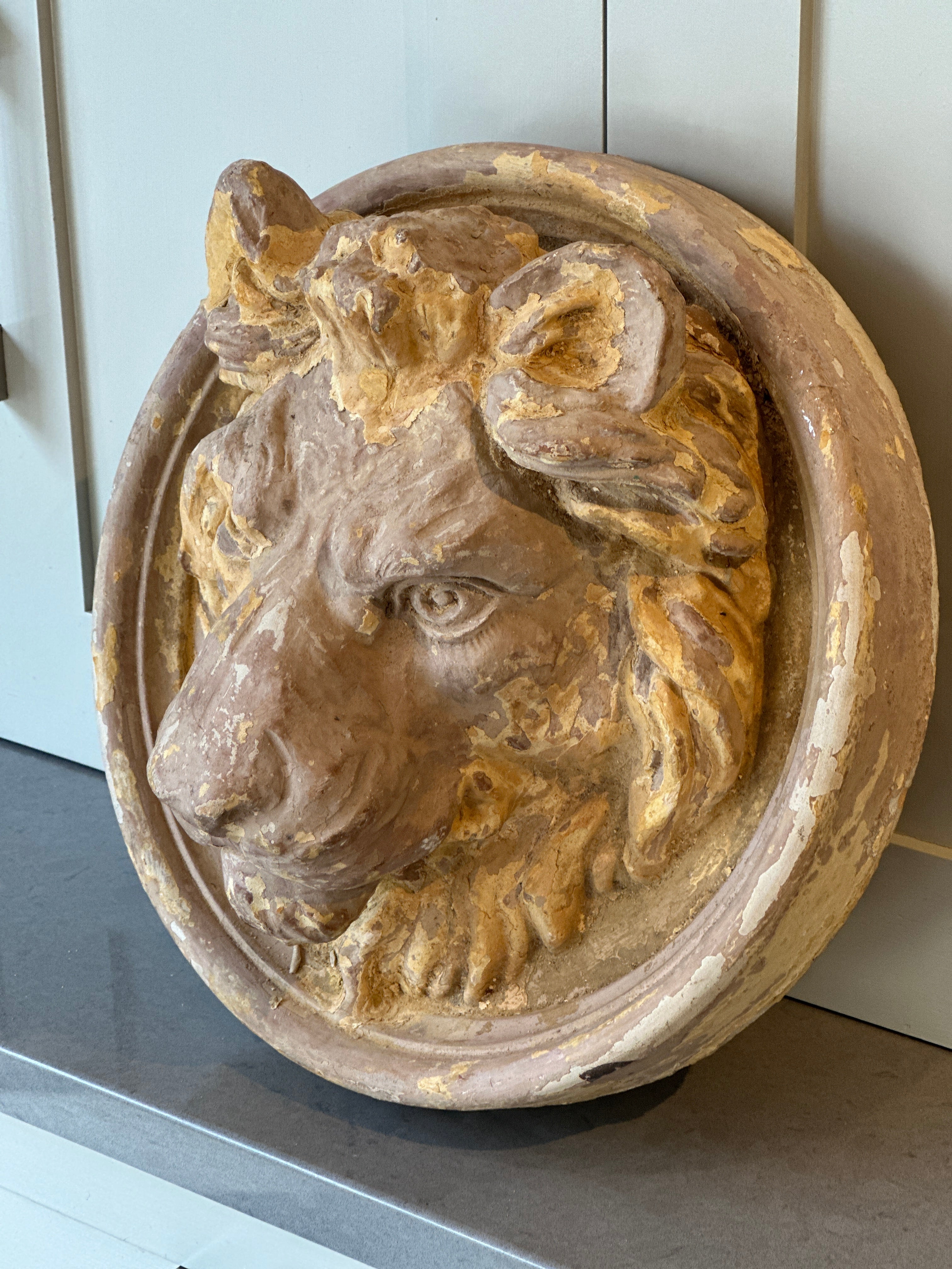 Victorian Lion Head Ceiling Boss or Corbel in Terracotta