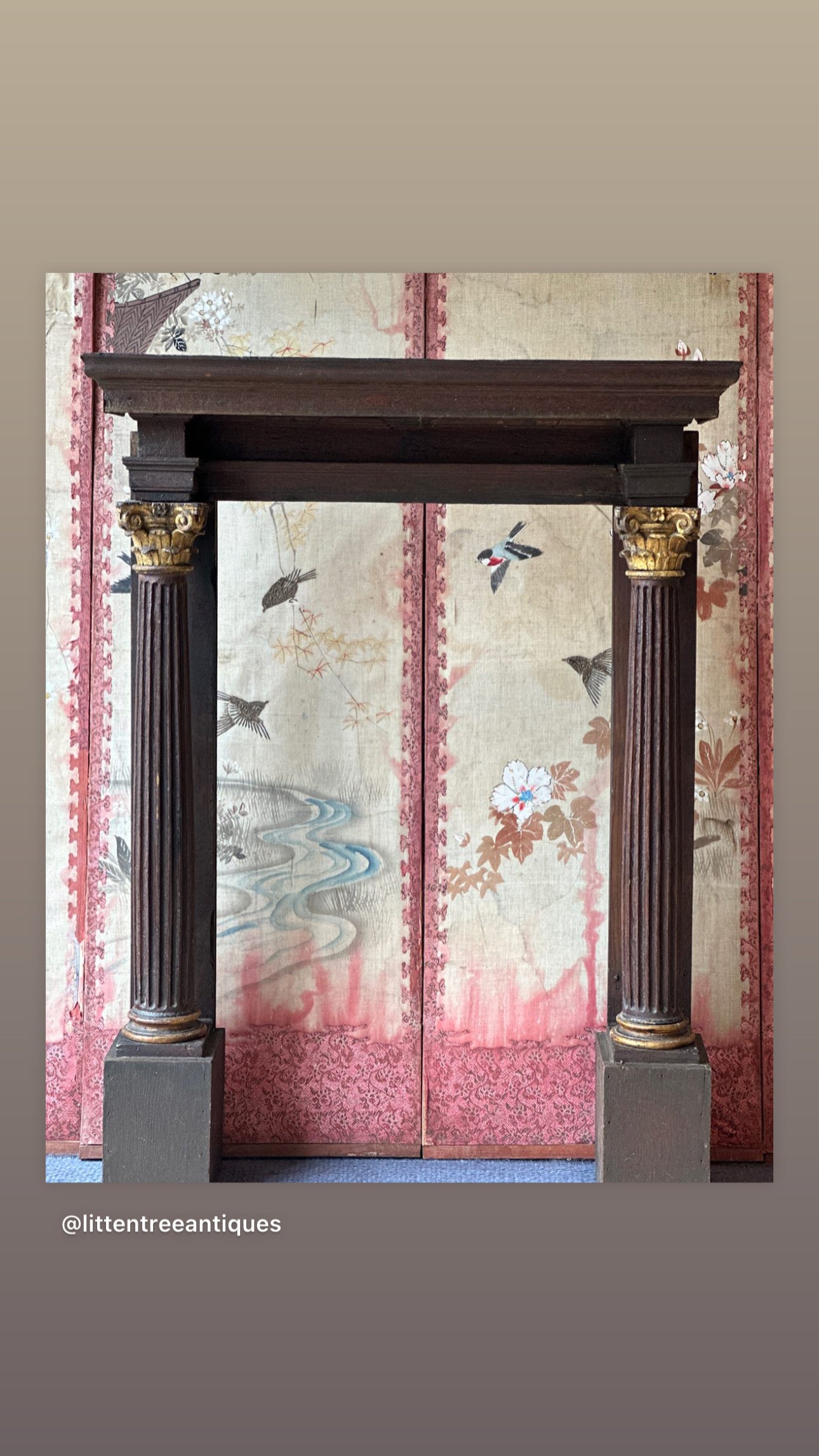 Small Antique Wooden Fire Surround with Corinthian Columns