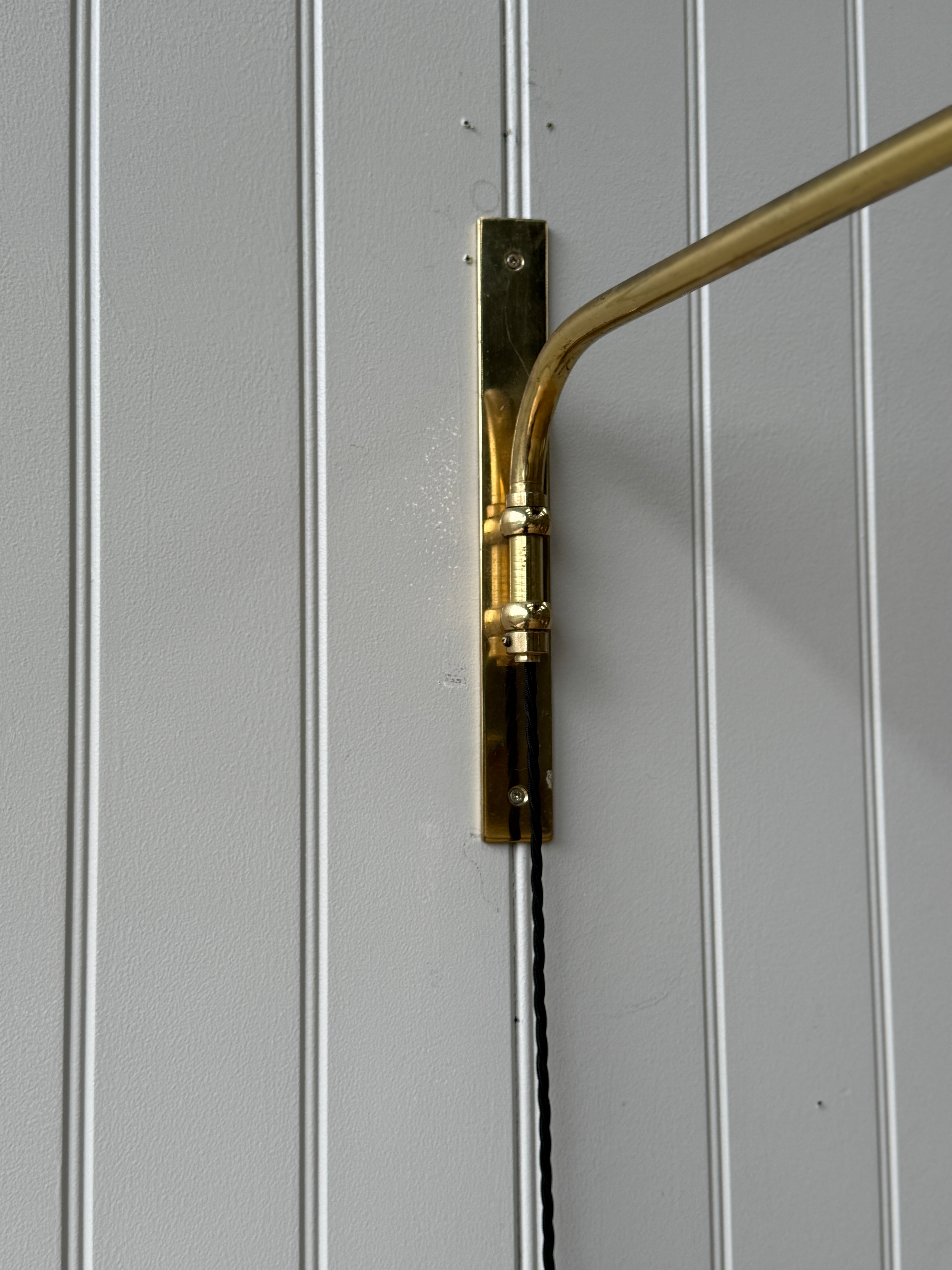 Italian 1950s Extending Brass Wall light with Yellow Toleware shade.