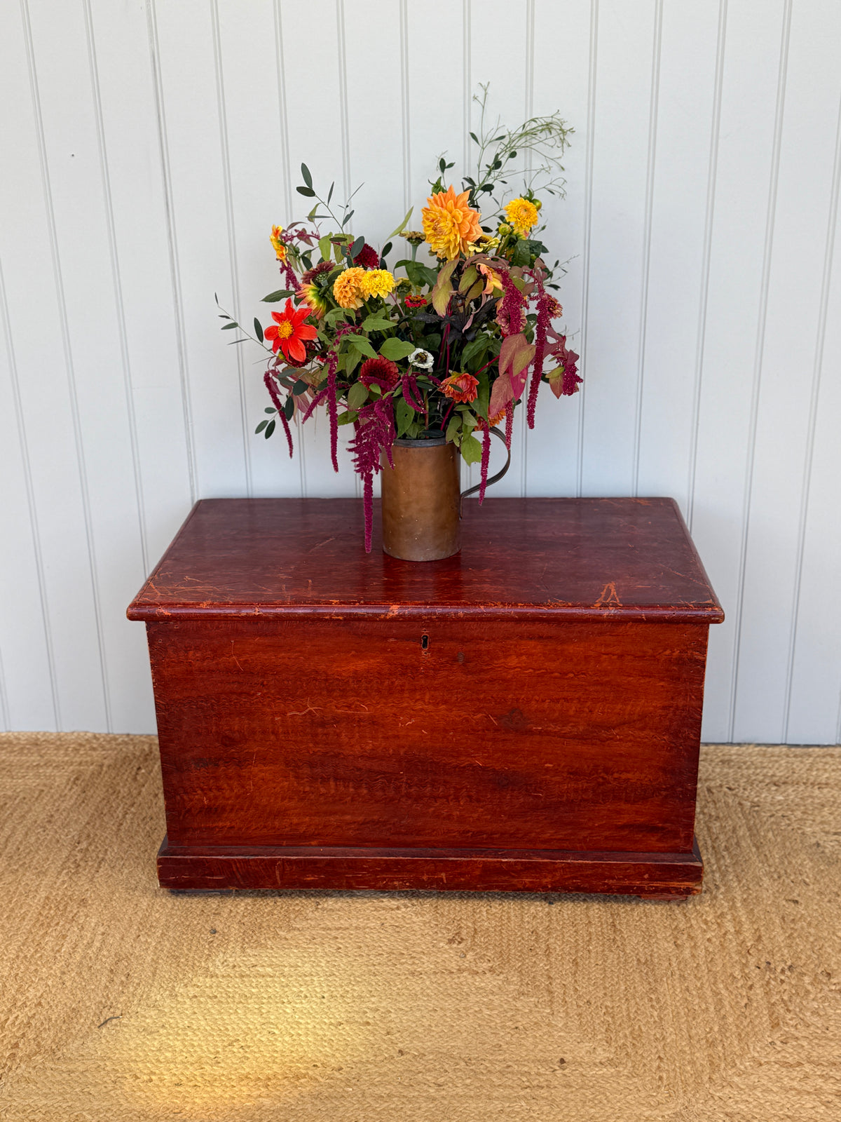 Large Red Hand Painted Chest