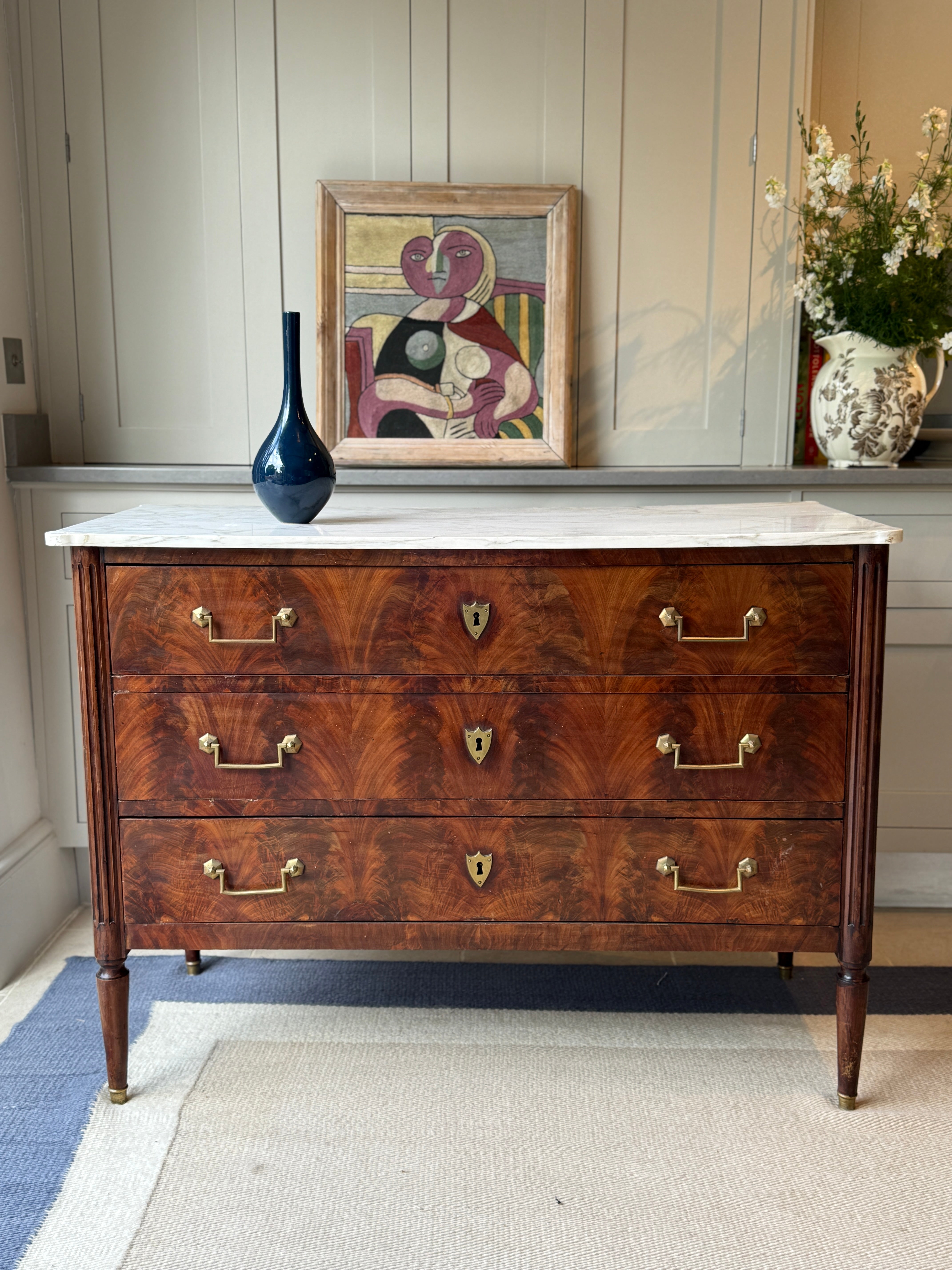 Louis XVI White Marble topped Commode