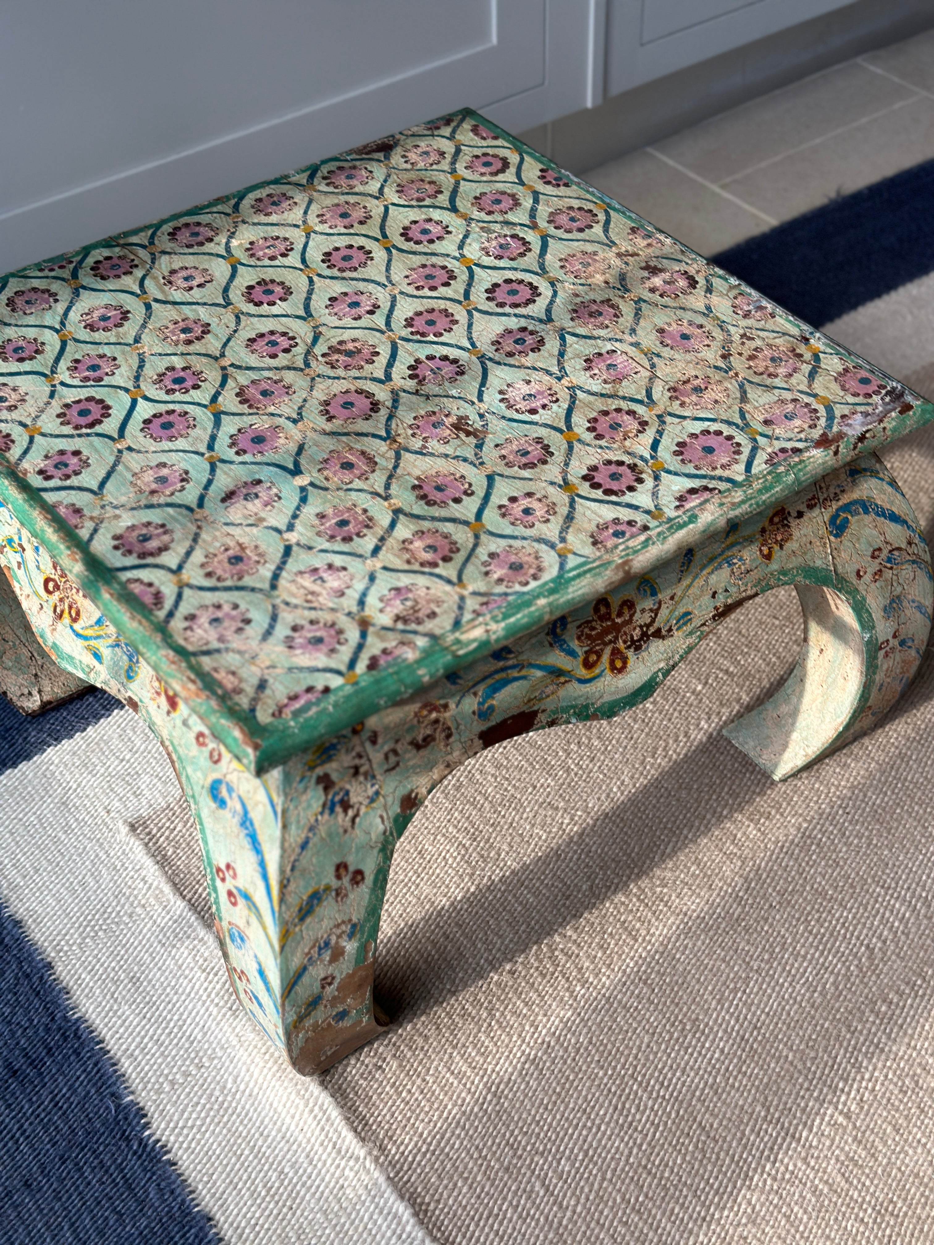 Charming vintage painted Indian hardwood table