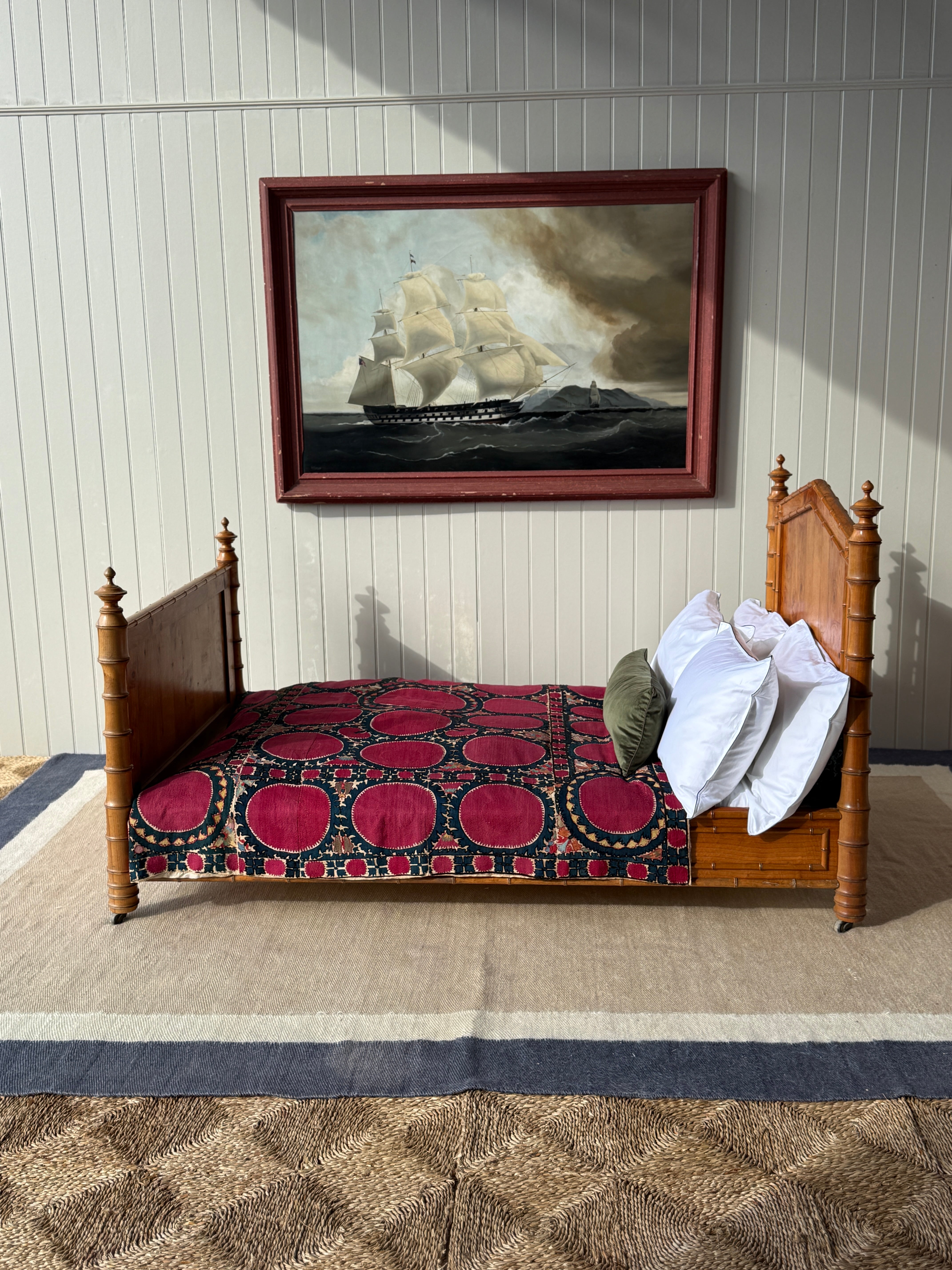 Large Single/ Small Double Faux Bamboo Bed