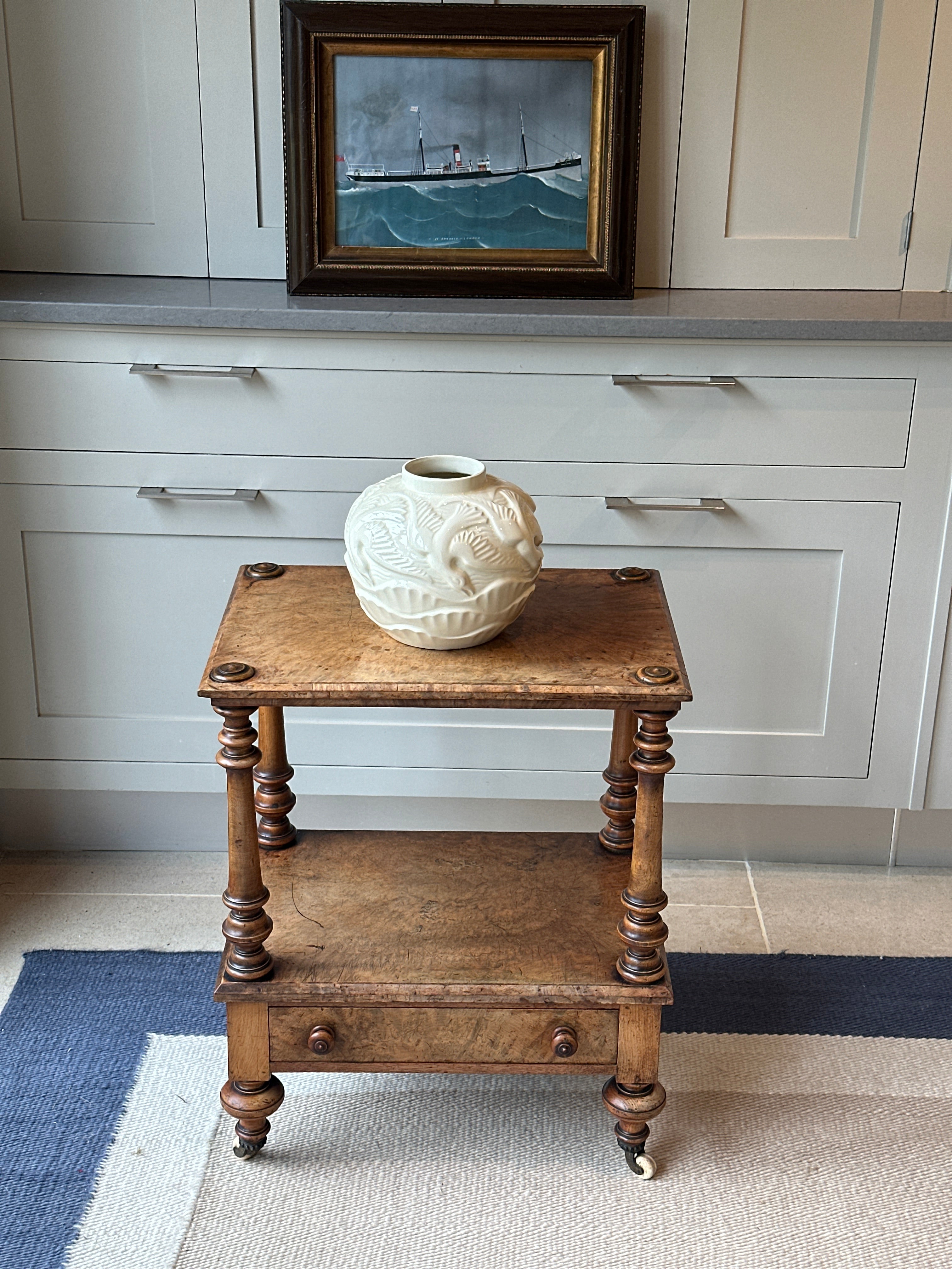 Charming Faded Walnut Side Table