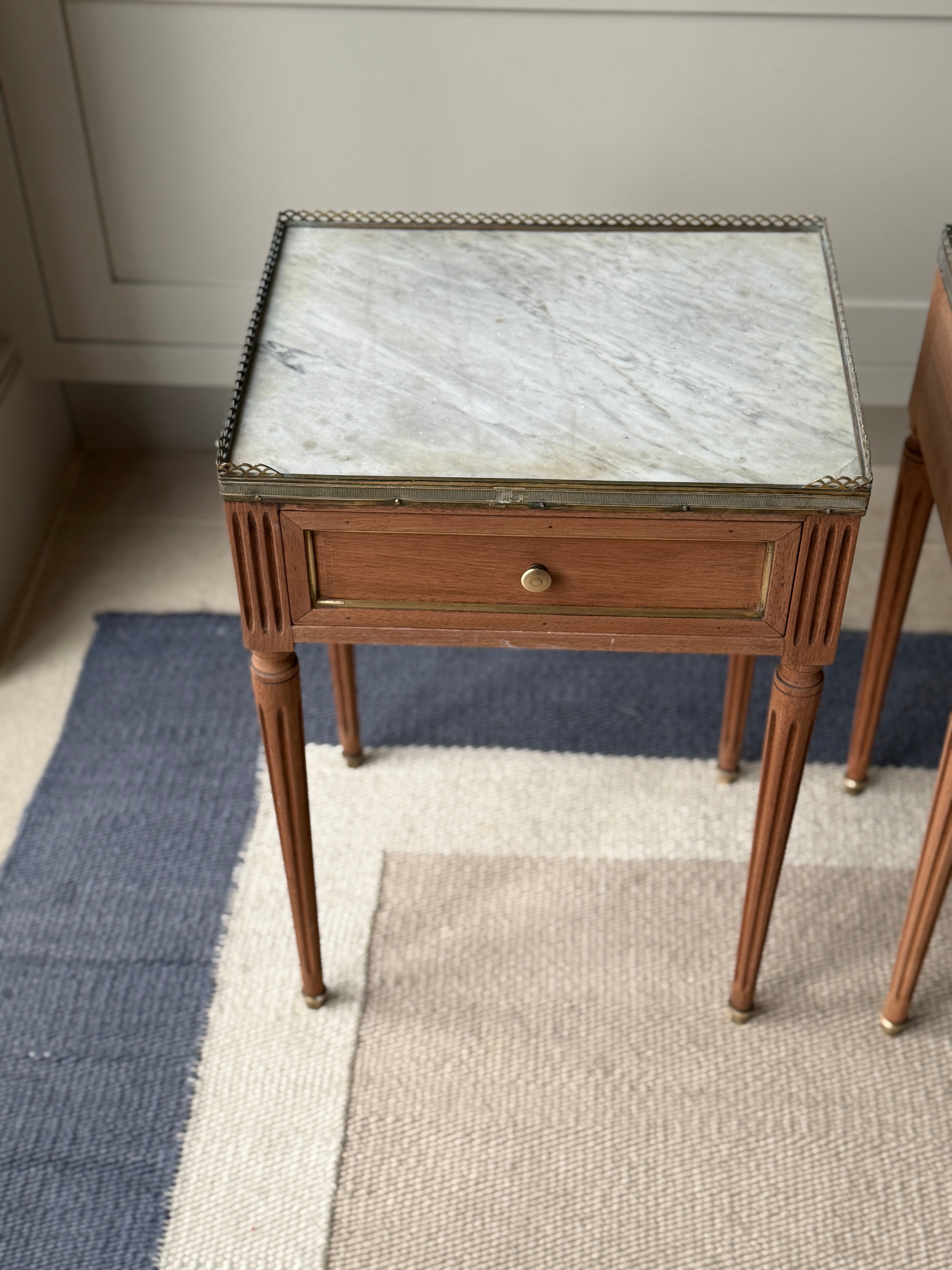 Pair of Small  Marble Topped Bedside Tables