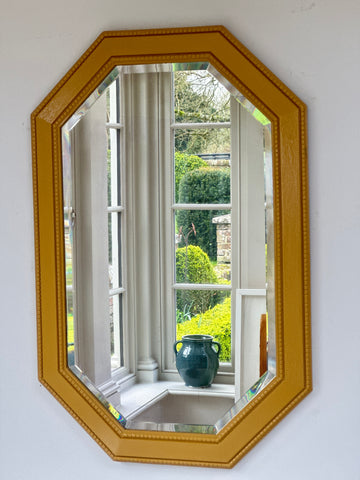 Large Octagonal Oak Mirror in Indian Yellow by F&B