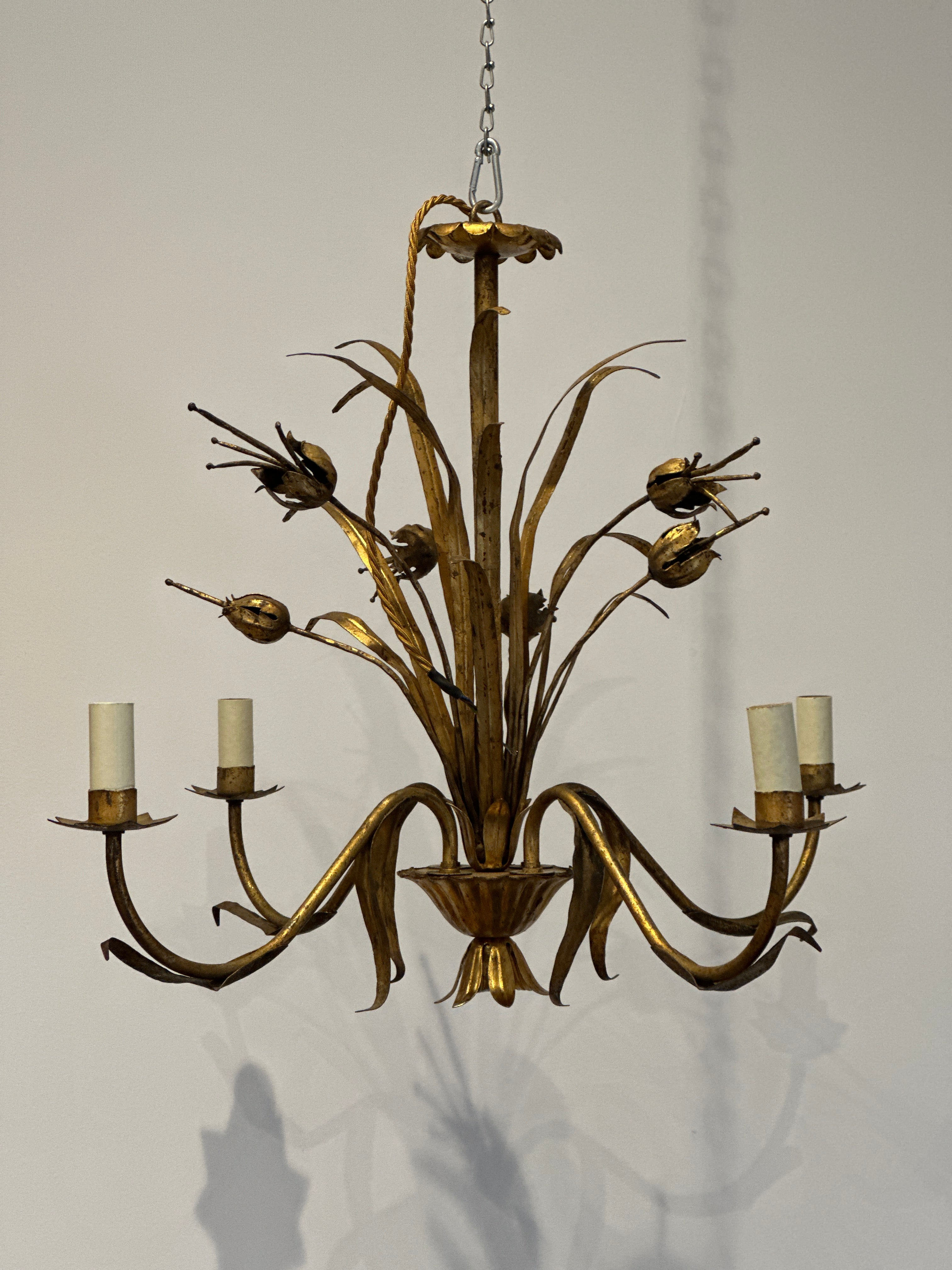 French Gilt Toleware Chandelier