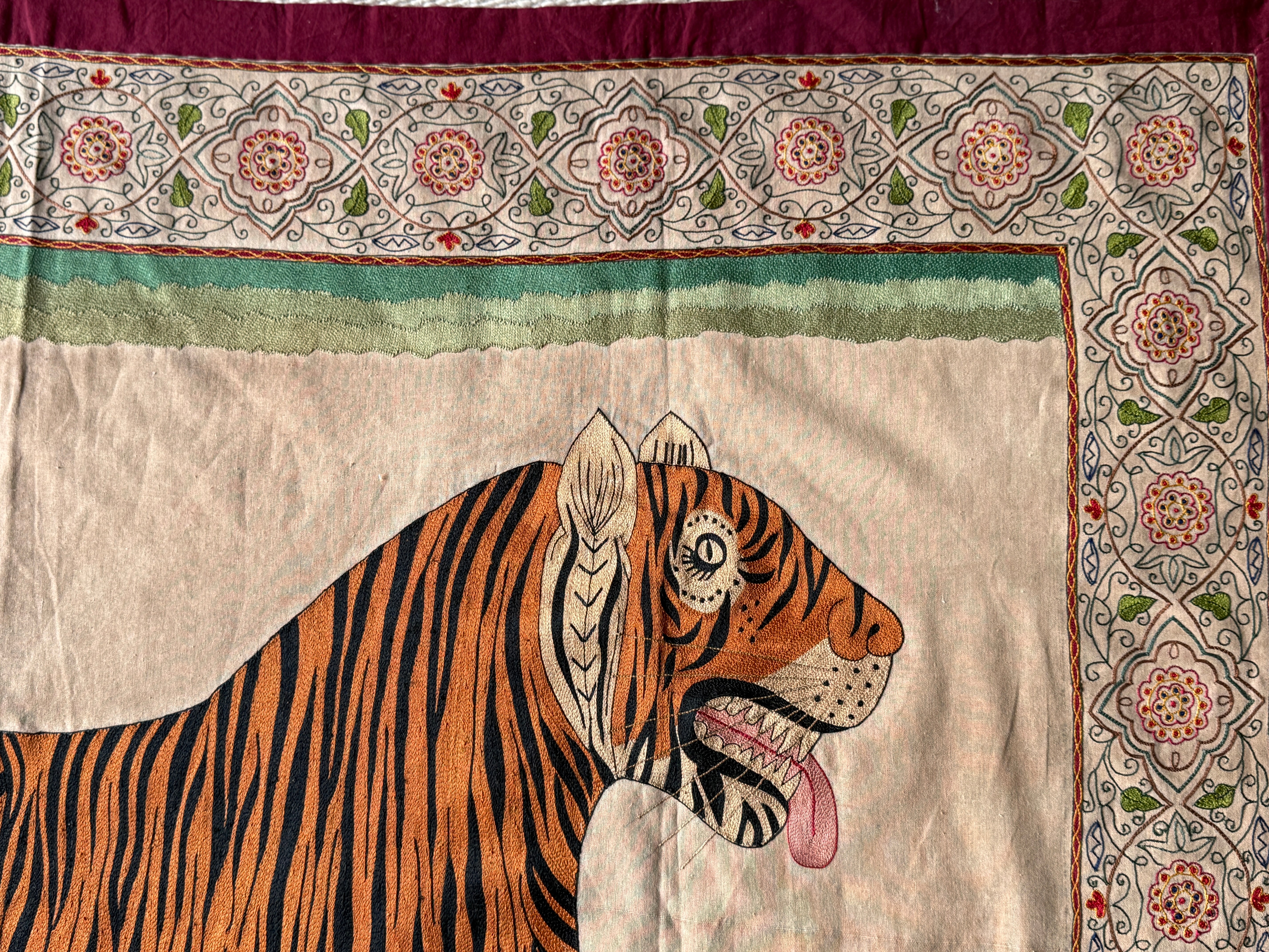 Beautiful Large Bengal Tiger Embroidery Wall hanging