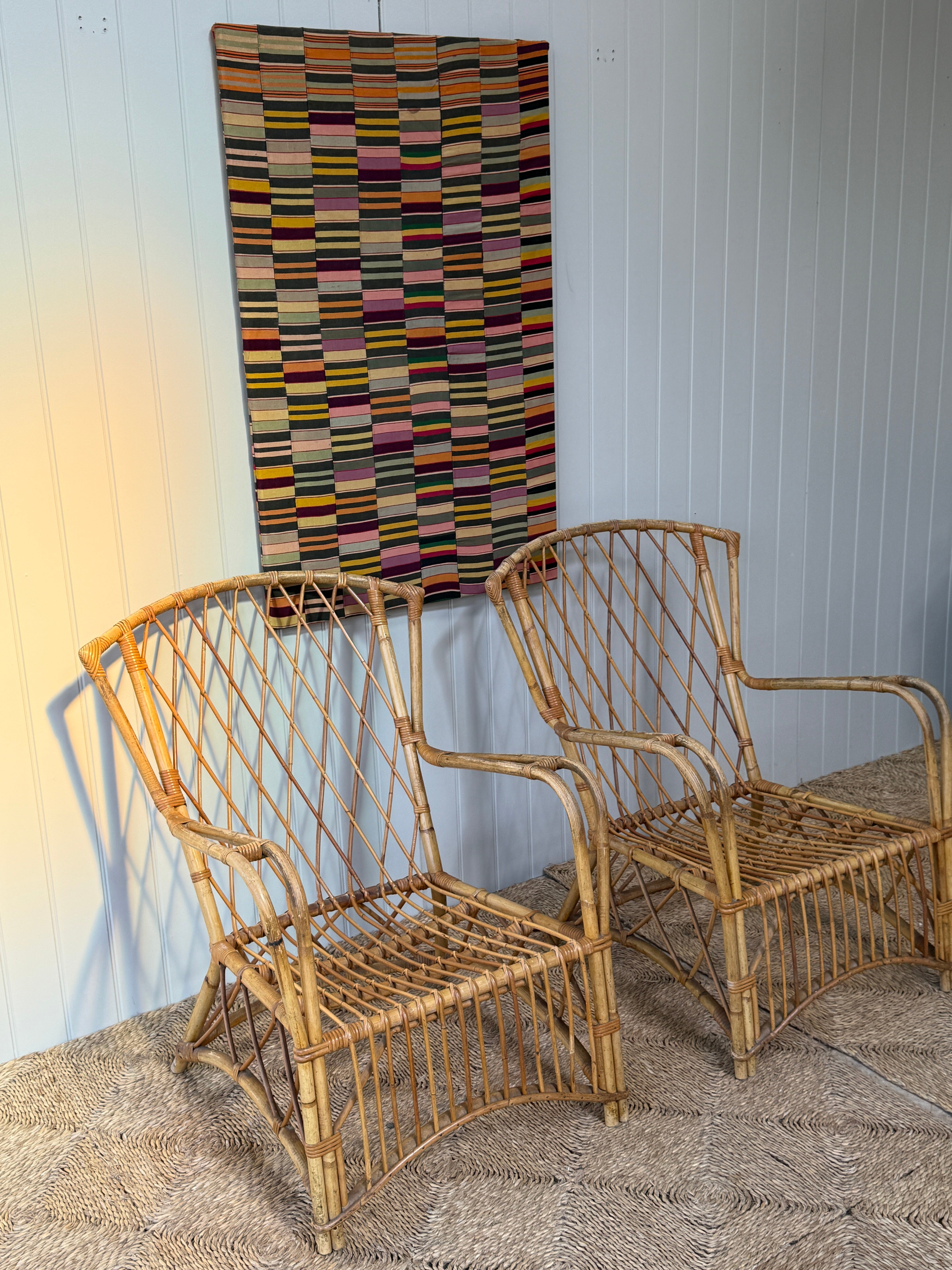 Pair of Mid Century French Cane Chairs