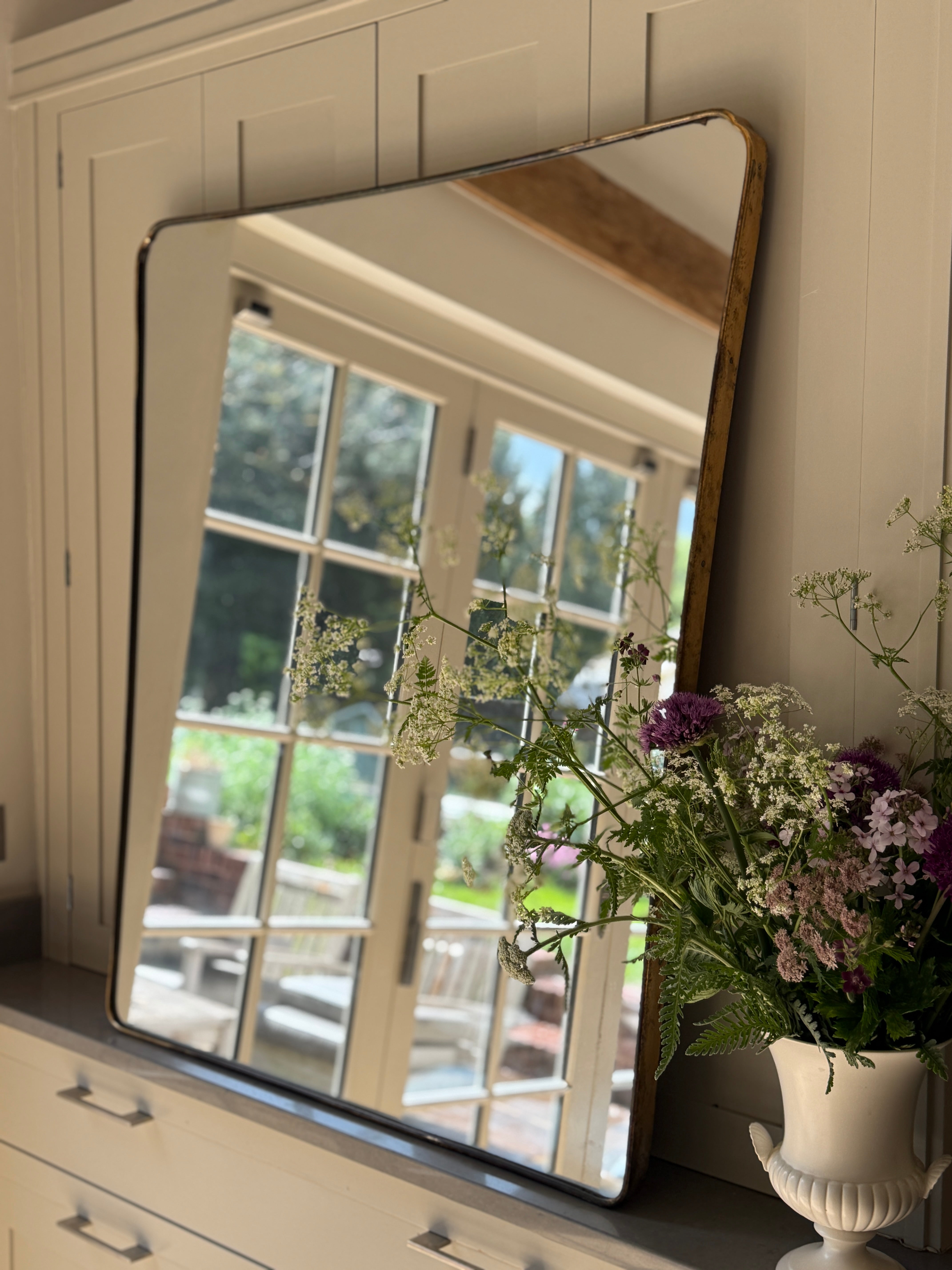 Very Large Italian Brass Shield Mirror (110 x 99.5cm)