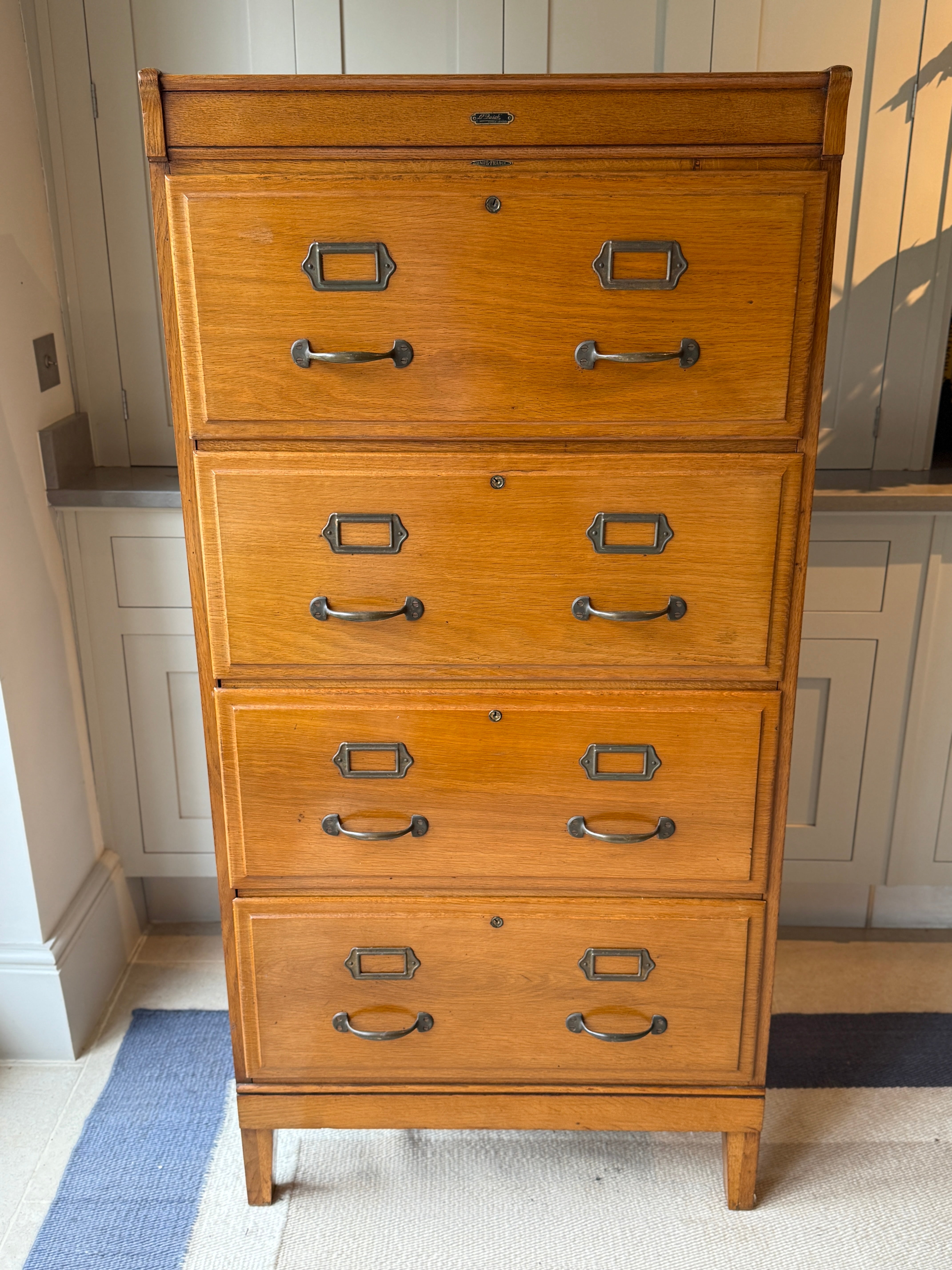 French Honeyed Oak Filing Cabinet