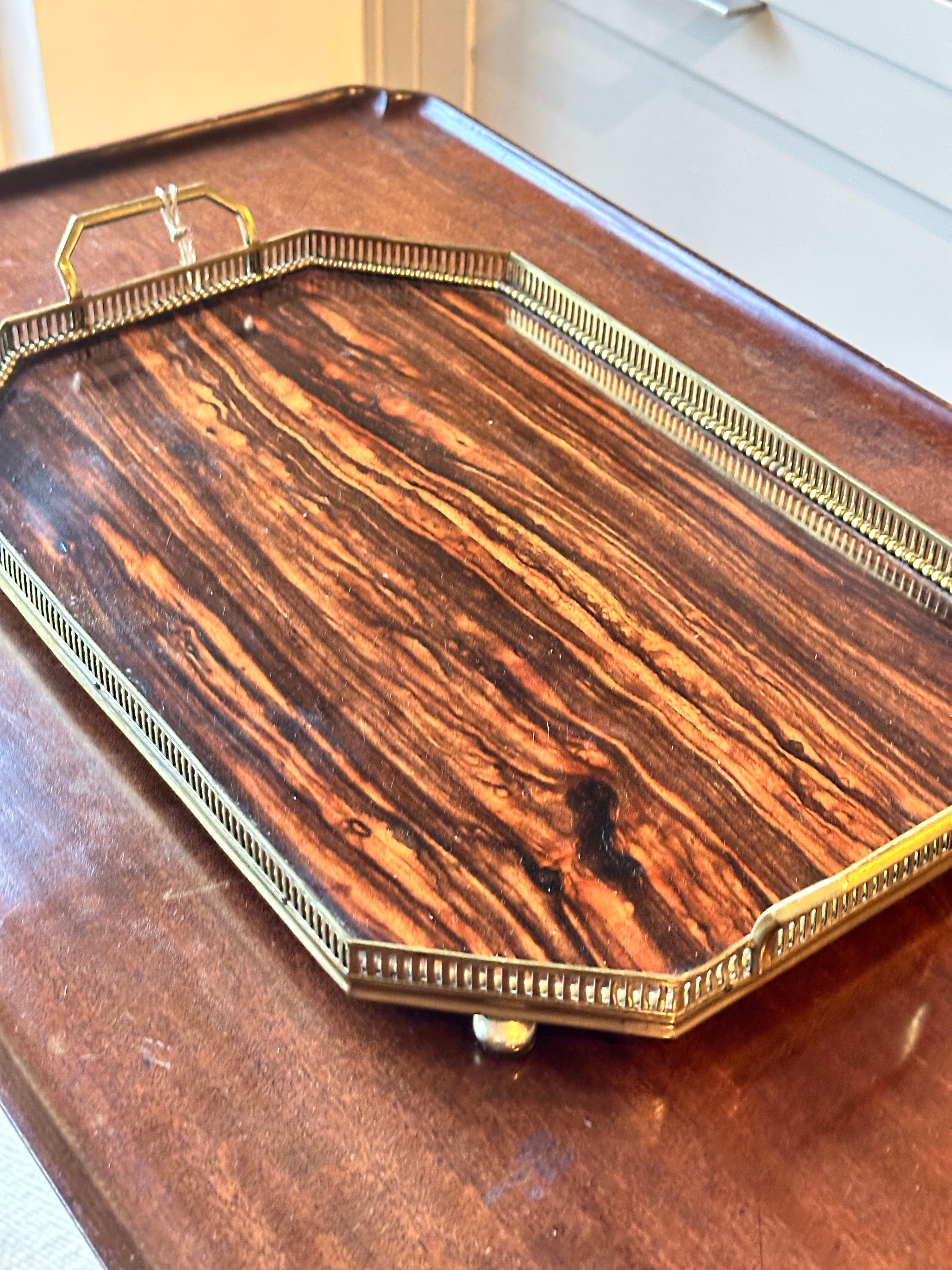 Antique Coromandel Tray with Brass Gallery - CC Hope C1880