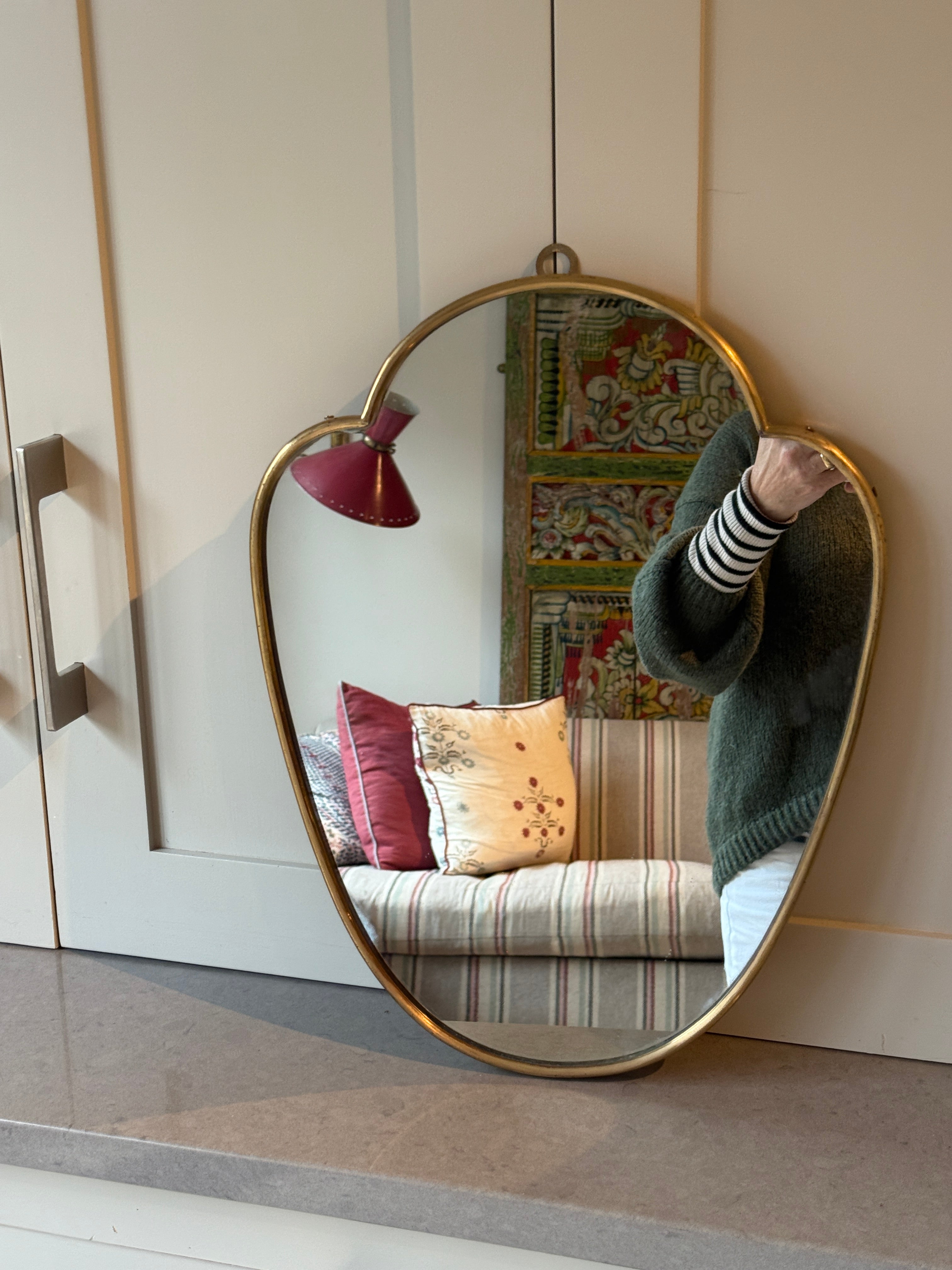 Small Italian Brass Shield Mirror 42.5cm by 33cm